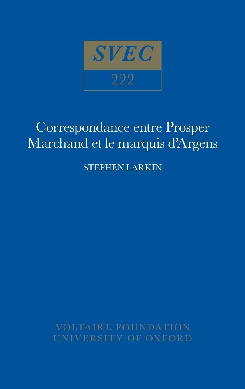 Correspondance entre Prosper Marchand et la marquis d'Argens book