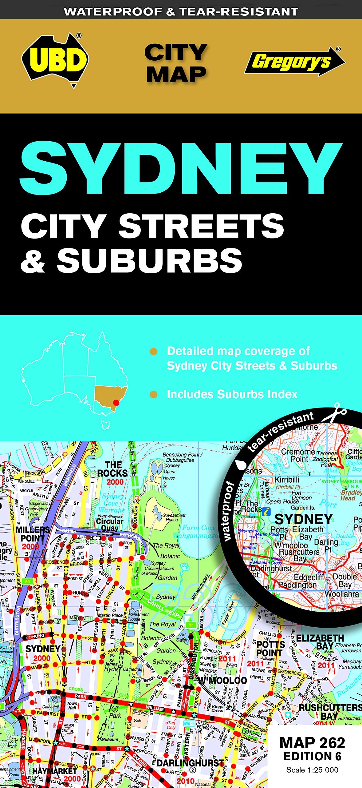 Sydney City Streets & Suburbs Map 262 6th ed (waterproof) (City Map) Leisure, Home & Garden