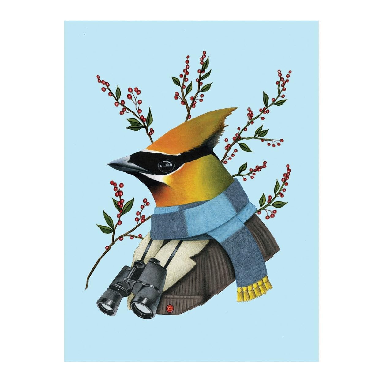 Berkley Bestiary Winter Waxwing Large Embellished Holiday Notecards: Large Embellished Notecards Lifestyle