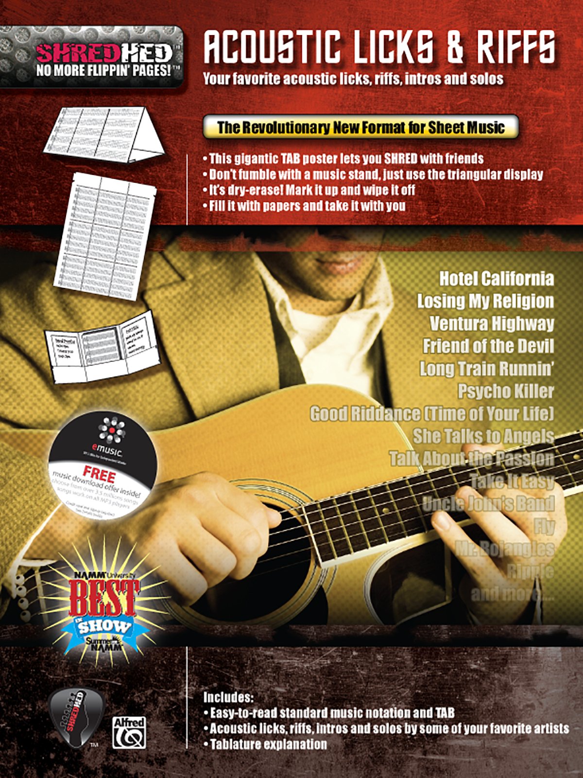 Acoustic Licks & Riffs: Your Favorite Acoustic Licks, Riffs, Intros, and Solos, Poster / Folder / Triangular Display (Shredhed) Social Sciences