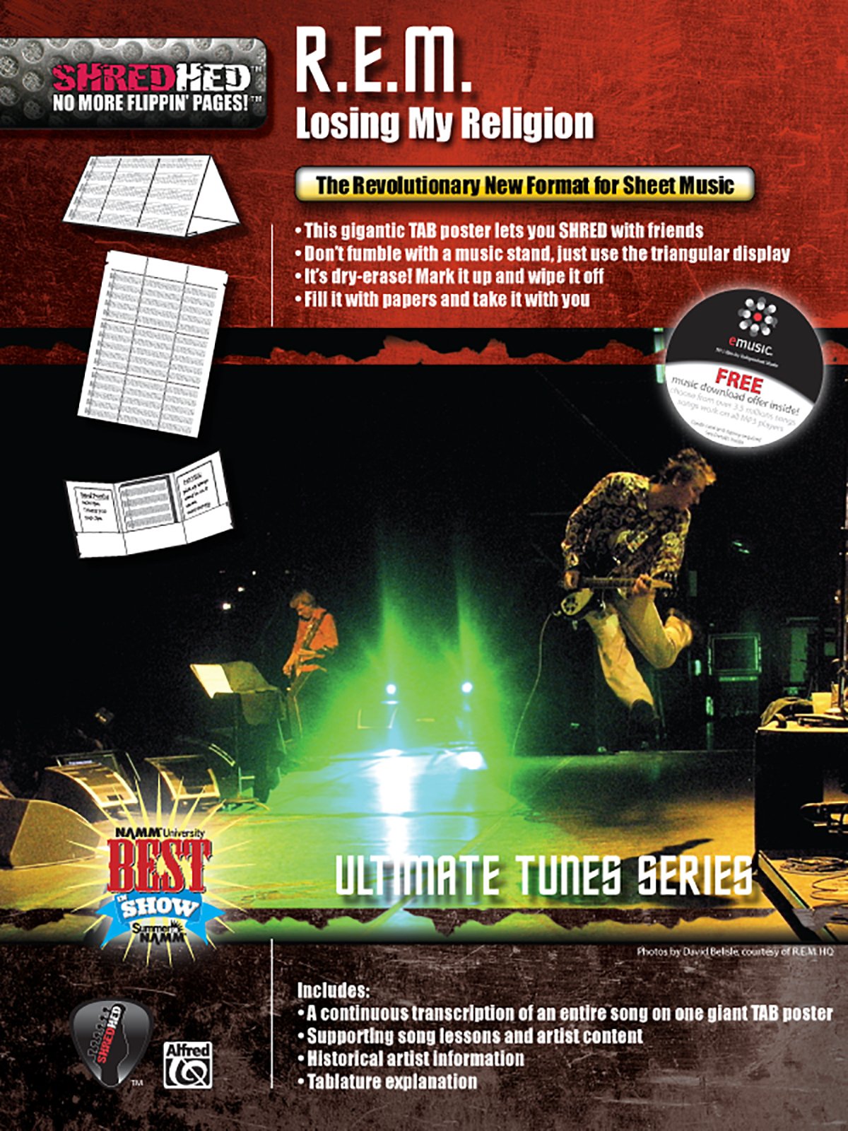 Losing My Religion: The Revolutionary New Format for Sheet Music (Authentic Guitar Tab), Poster / Folder / Triangular Display (Shredhed) Sheet Music
