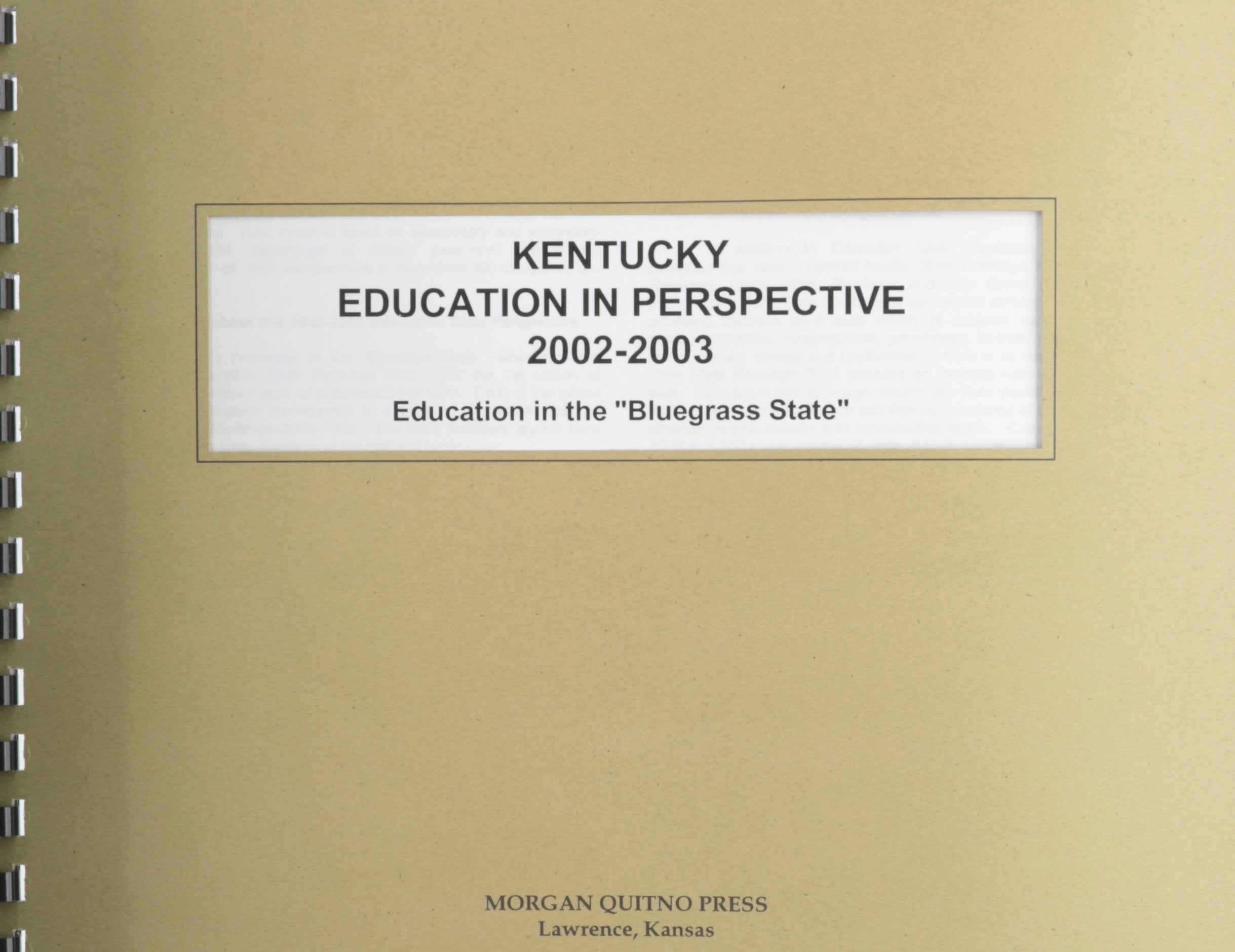 Kentucky Education in Perspective 2002-2003 book