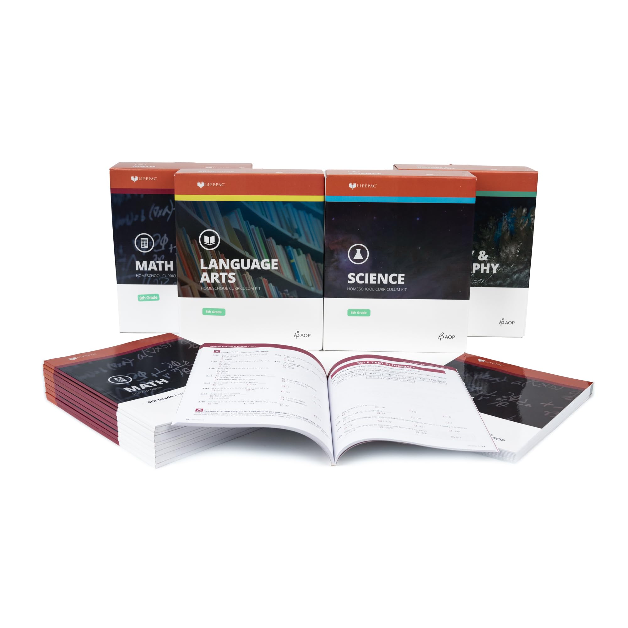 Grade 8 Christian Homeschool Curriculum 4-Subject Set +Teacher Guides Language Arts Math Science Social Studies for Homeschooling 8th Alpha Omega Lifepac Business & Technology