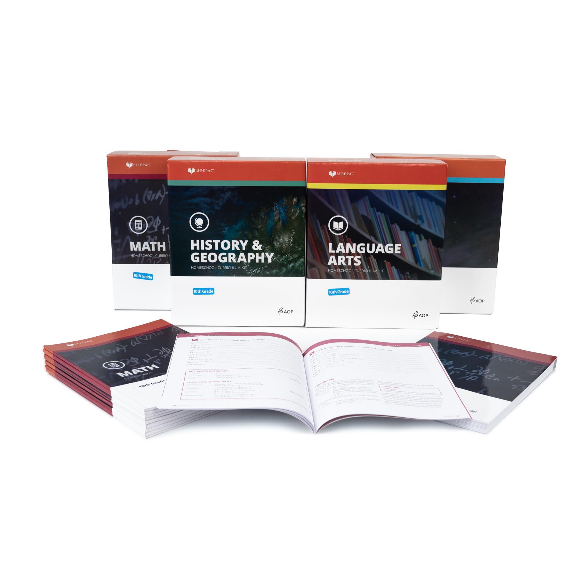Grade 10 Christian Homeschool Curriculum 4-Subject Set +Teacher Guides Language Arts Math Science Social Studies for Homeschooling 10th Alpha Omega Lifepac Business & Technology