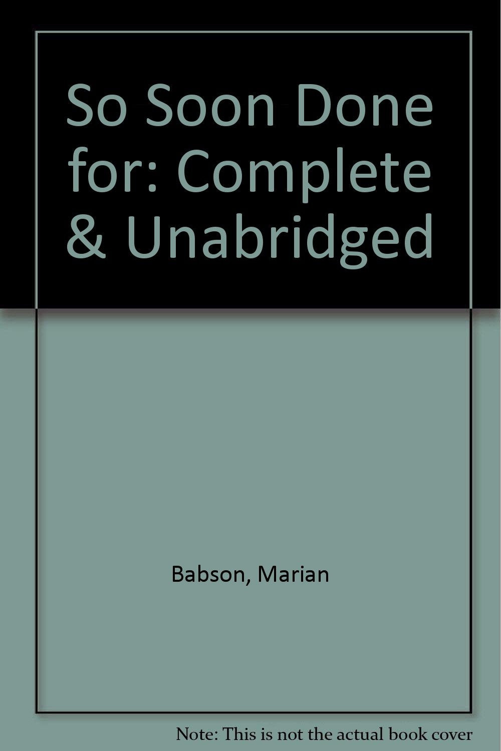 So Soon Done for Contemporary literature