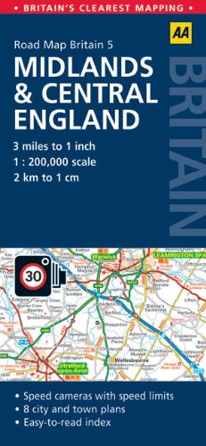 Aa Road Map Britain: Midlands & Central England (Aa Road Map Britain Series) Learning & Reference