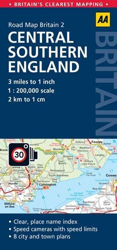 AA Road Map Britain Central Southern England: Clear, place name index, Speed cameras with speed limits, 8 city and town plans Leisure, Home & Garden