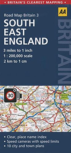 AA Road Map Britain South East England: Clear, place name index, Speed cameras with speed limits, city and town plans Leisure, Home & Garden