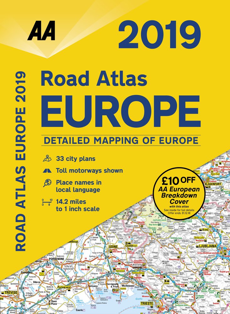 AA Road Atlas Europe 2019 Leisure, Home & Garden