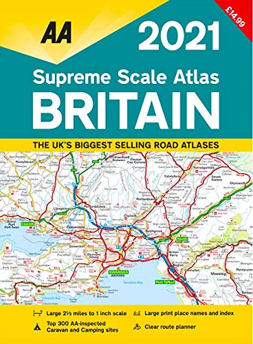 Supreme Scale Atlas Britain 2021 Spiral Bound (AA Road Atlas Britain) Travel