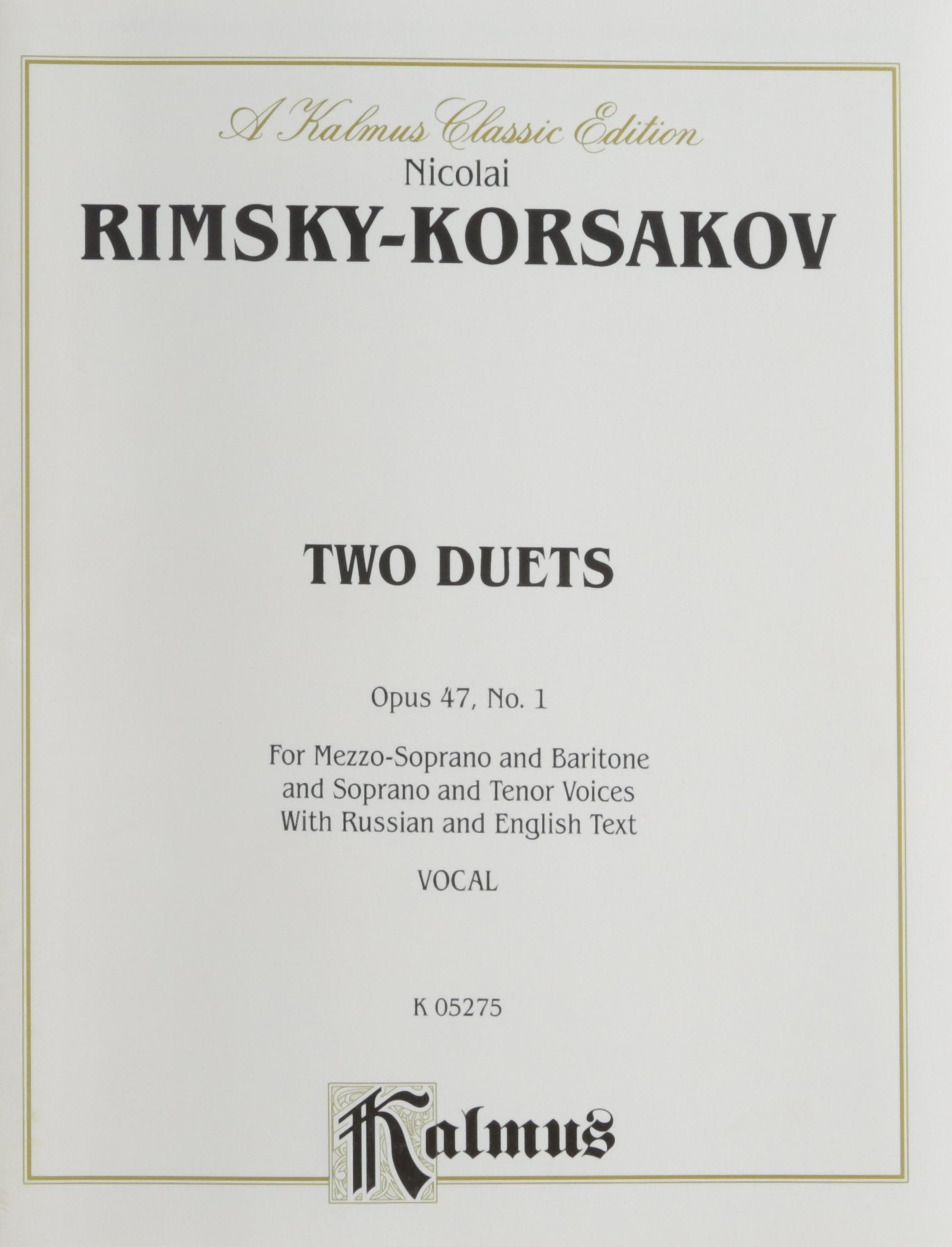 Two Duets, Op. 47: Russian, English Language Edition (Kalmus Edition) Social Sciences