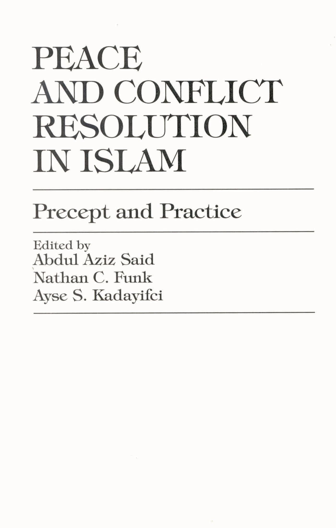 Peace and Conflict Resolution in Islam Books
