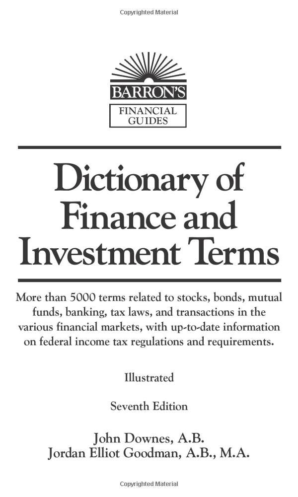 Dictionary of Finance and Investment Terms (Barron's Business Dictionaries) Business, Finance & Career