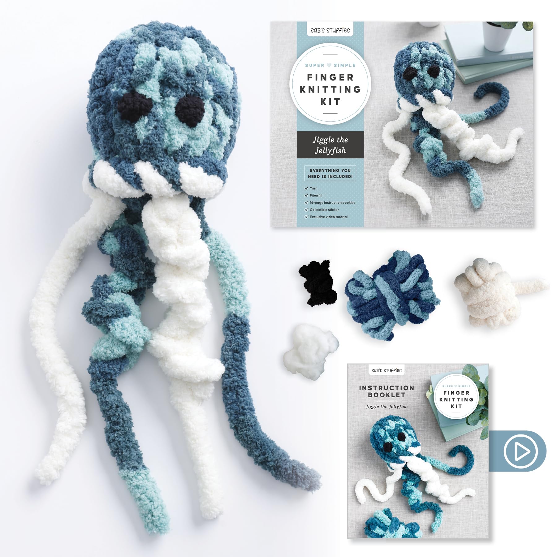 Super Simple Finger Knitting Kit Jiggle the Jellyfish Hobbies & Crafts