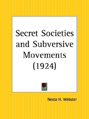 Secret Societies and Subversive Movements 1924 Books