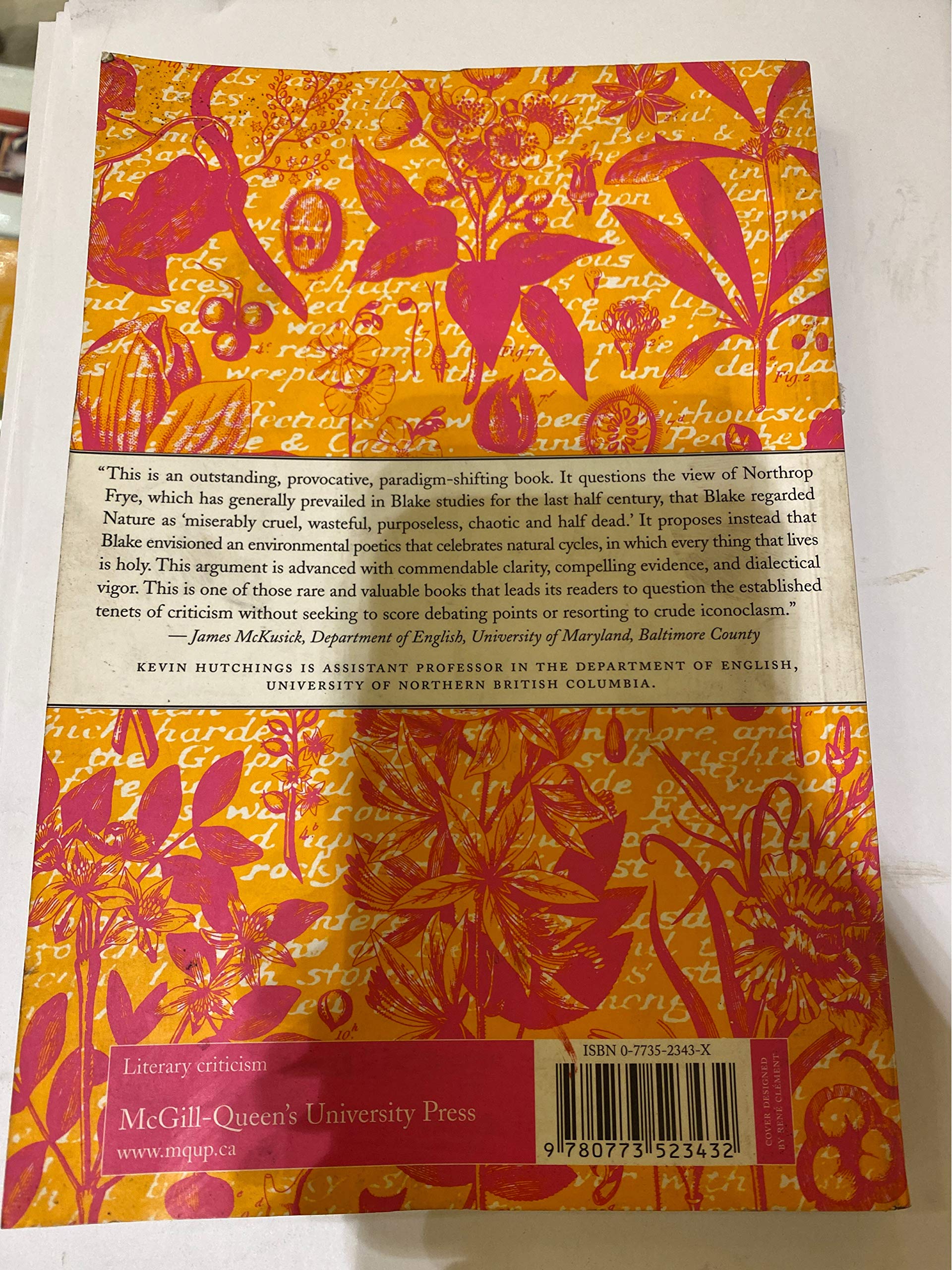 Imagining Nature: Blake's Environmental Poetics Social Sciences