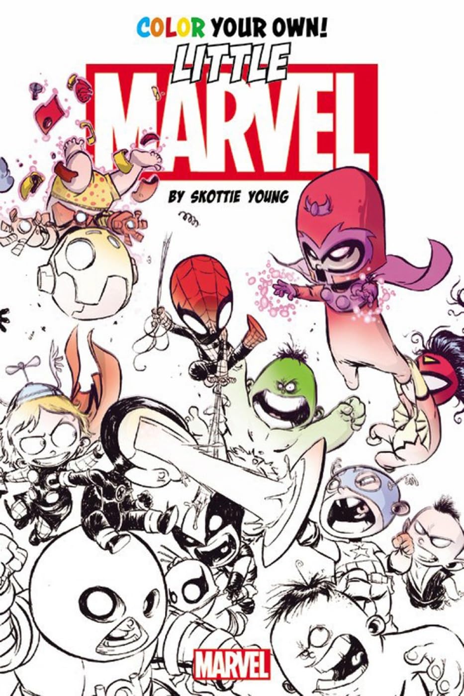 Color Your Own Young Marvel by Skottie Young Superheroes