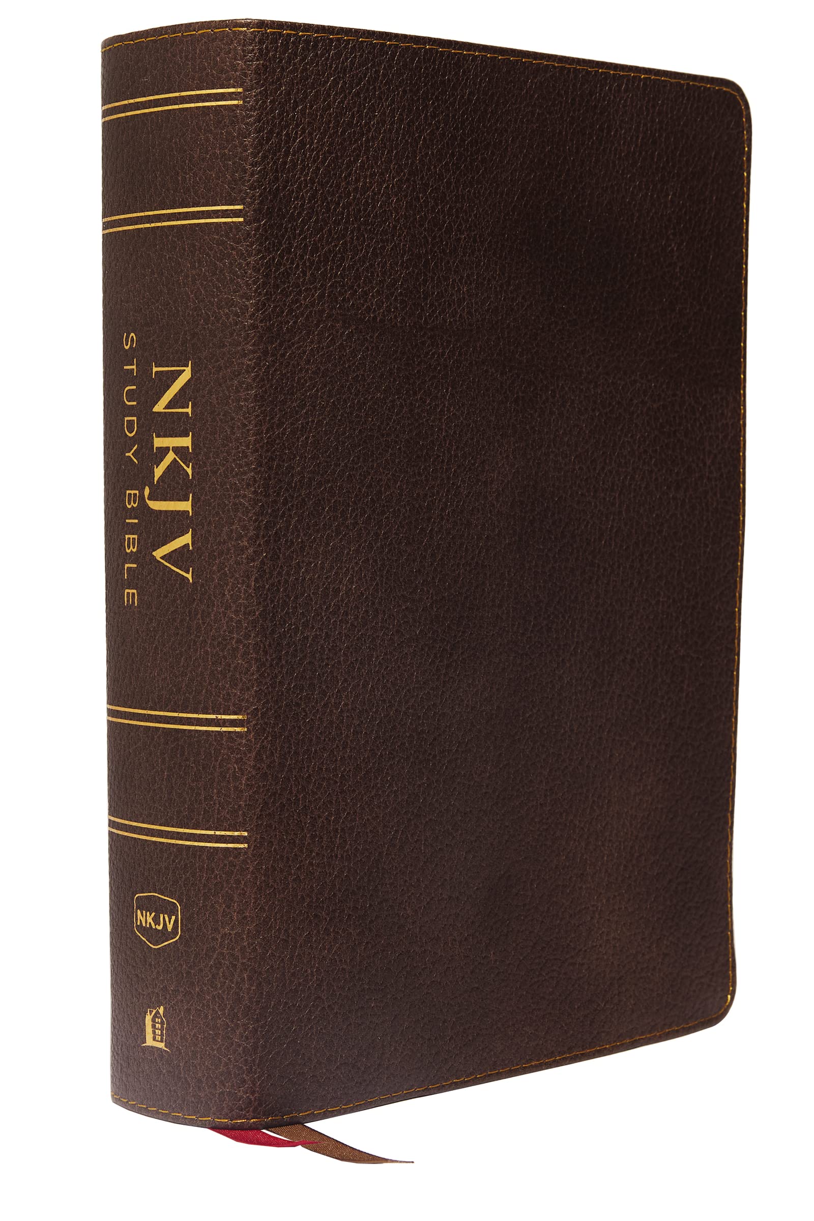 NKJV Study Bible, Premium Calfskin Leather, Brown, Full-Color, Red Letter Edition, Comfort Print Philosophy
