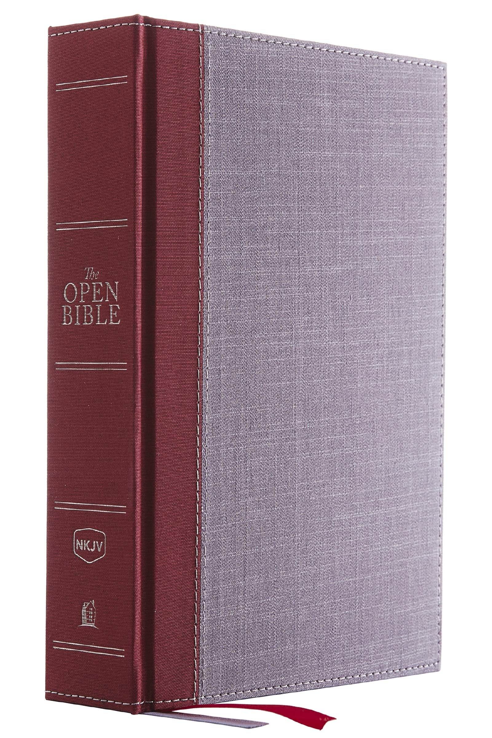 The NKJV, Open Bible, Cloth Over Board, Gray/Red, Red Letter, Comfort Print: Complete Reference System Medicine