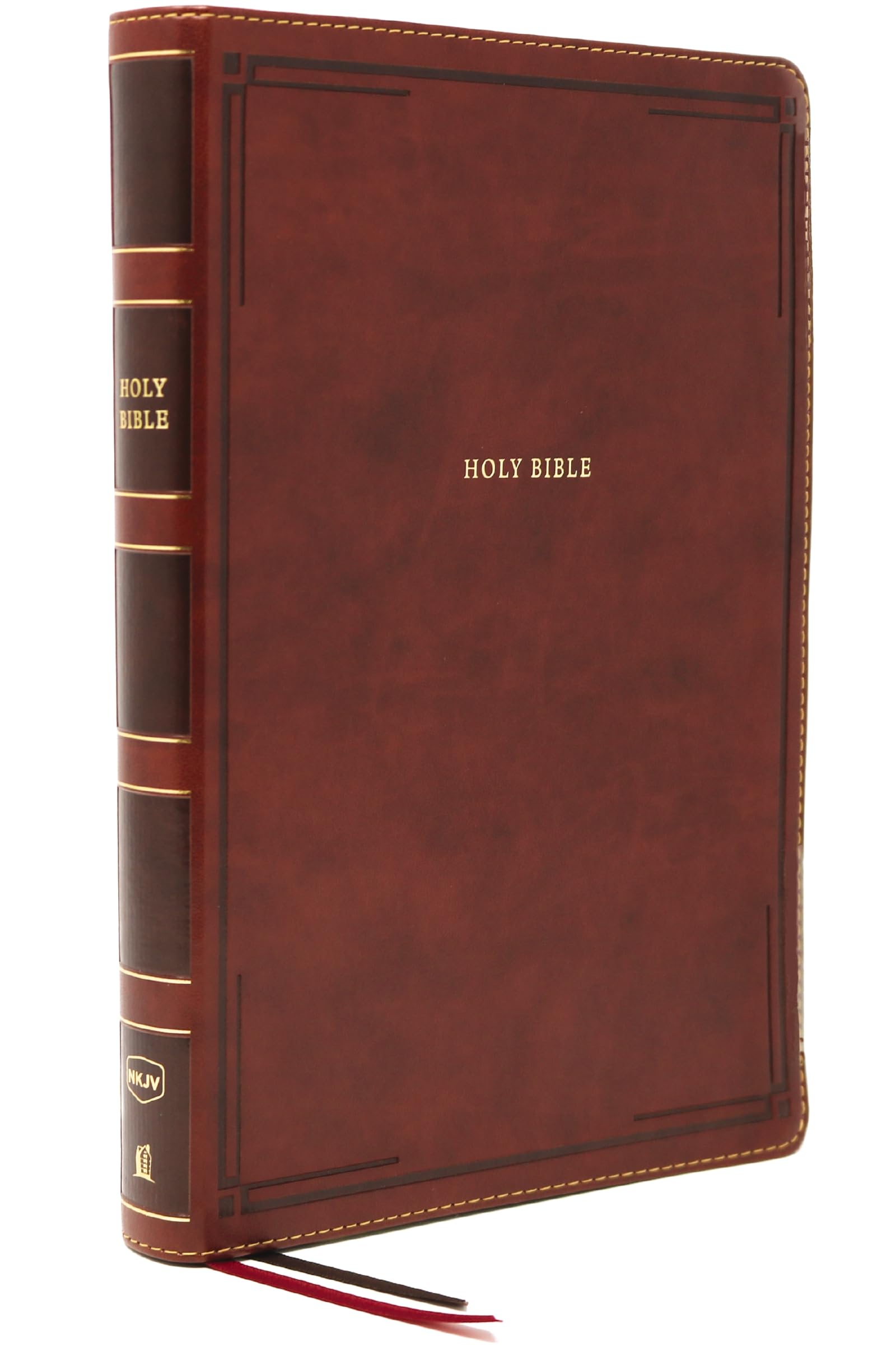 NKJV Holy Bible, Giant Print Thinline Bible, Brown Leathersoft, Thumb Indexed, Red Letter, Comfort Print: New King James Version Religion & Esotericism