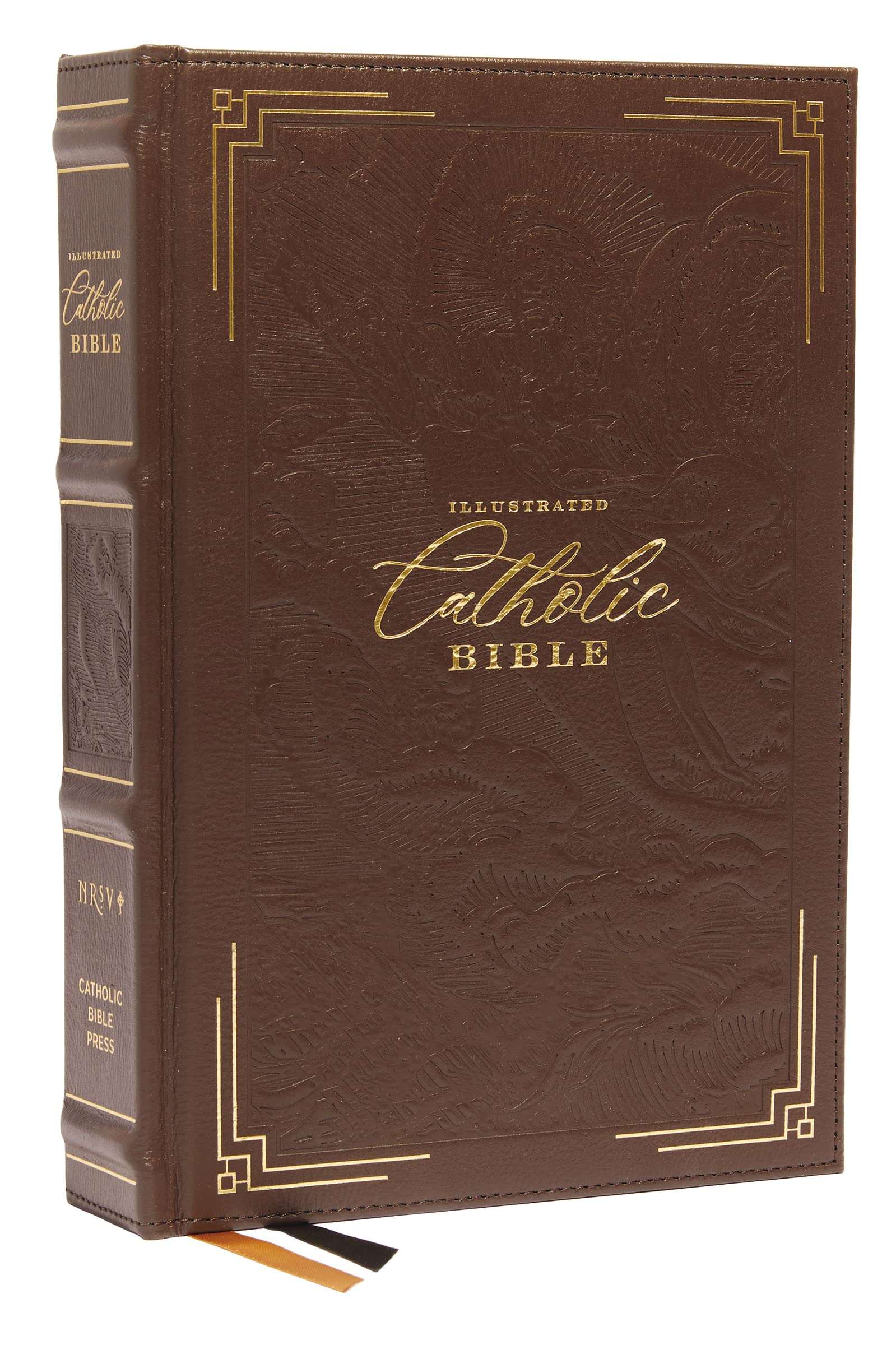 NRSVCE, Illustrated Catholic Bible, Genuine leather over board, Brown, Comfort Print: Holy Bible Politics & History
