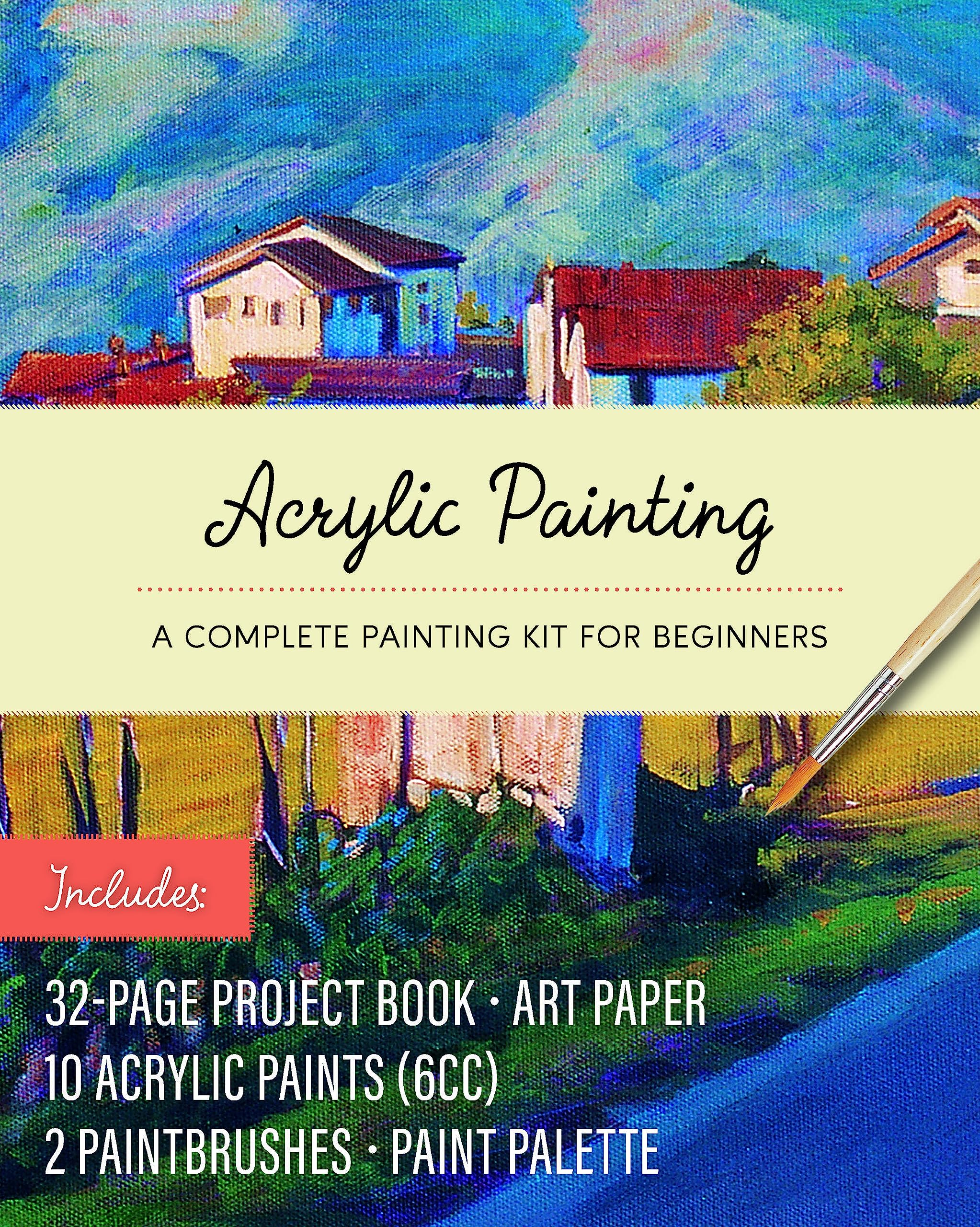 Acrylic Painting Kit: A Complete Painting Kit for Beginners – Includes: 32-page Project Book, Art Paper, 10 Acrylic Paints (6cc), 2 Paintbrushes, Paint Palette Film, Art & Culture