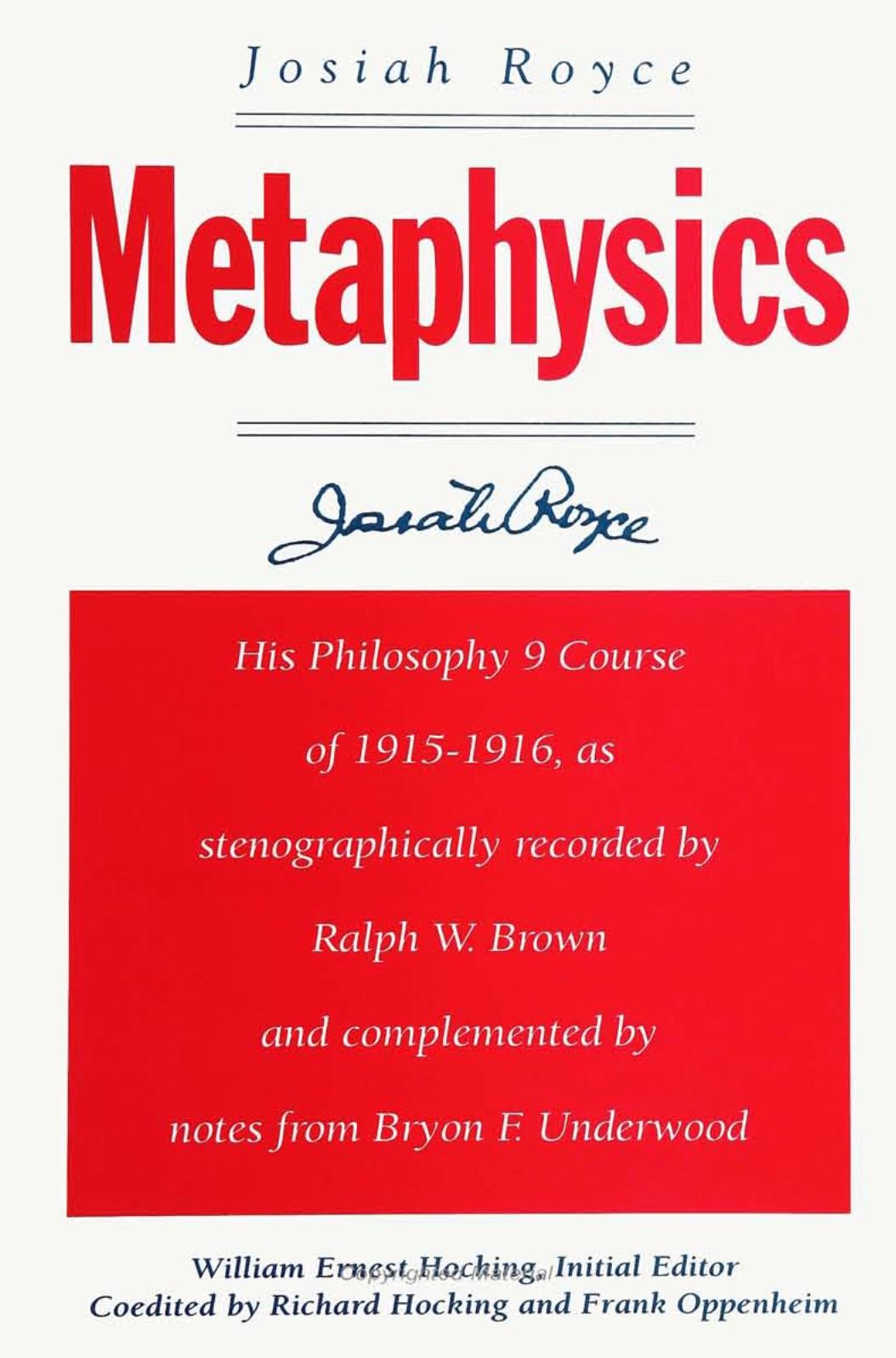 Metaphysics (S U N Y Series in Philosophy) Philosophy