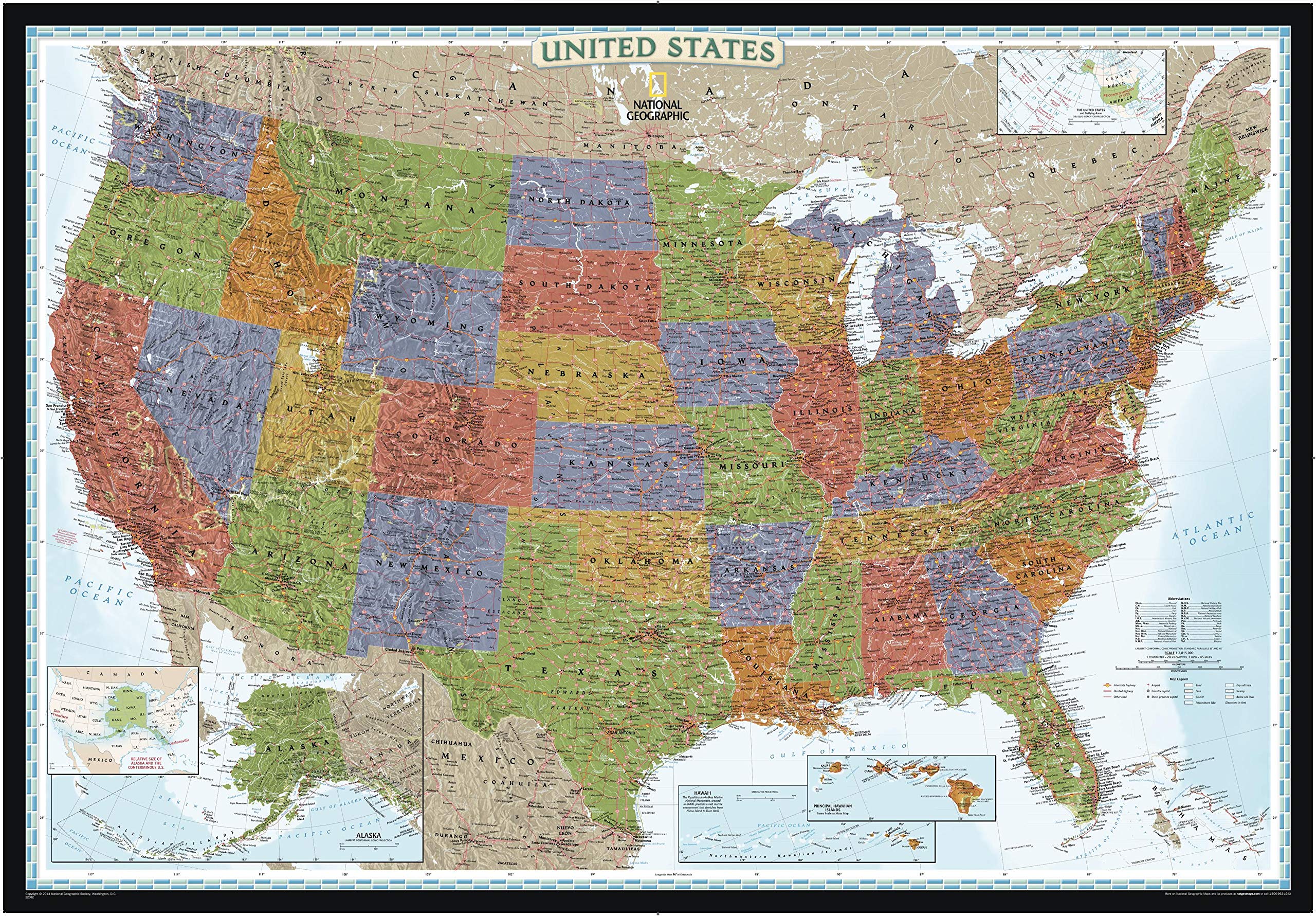 United States Decorator: Wall Maps U.S. (National Geographic Reference Map) Leisure, Home & Garden
