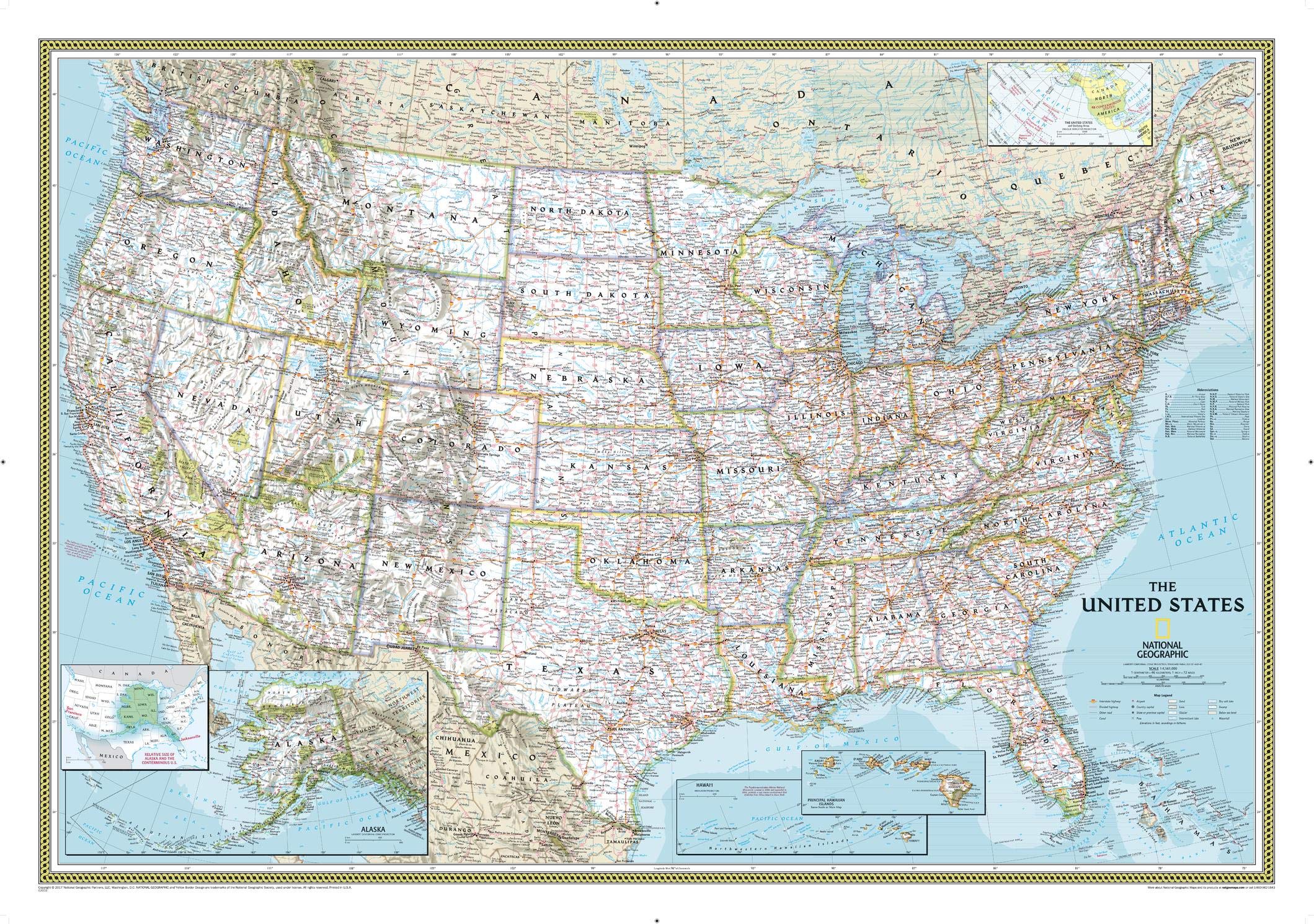 National Geographic United States Wall Map - Classic (43.5 X 30.5 In) Stationery