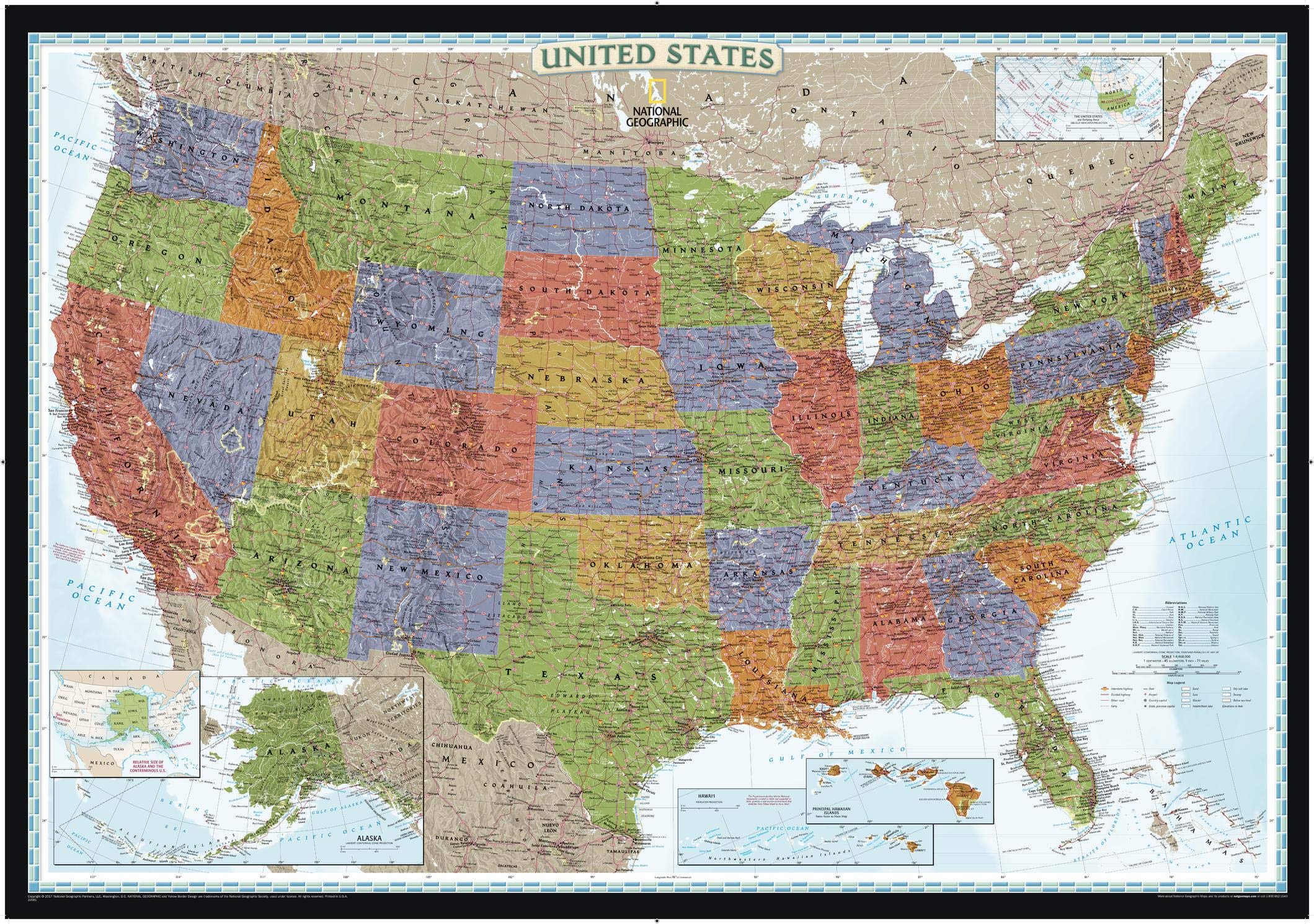 United States Decorator Wall Map (tubed) Leisure, Home & Garden