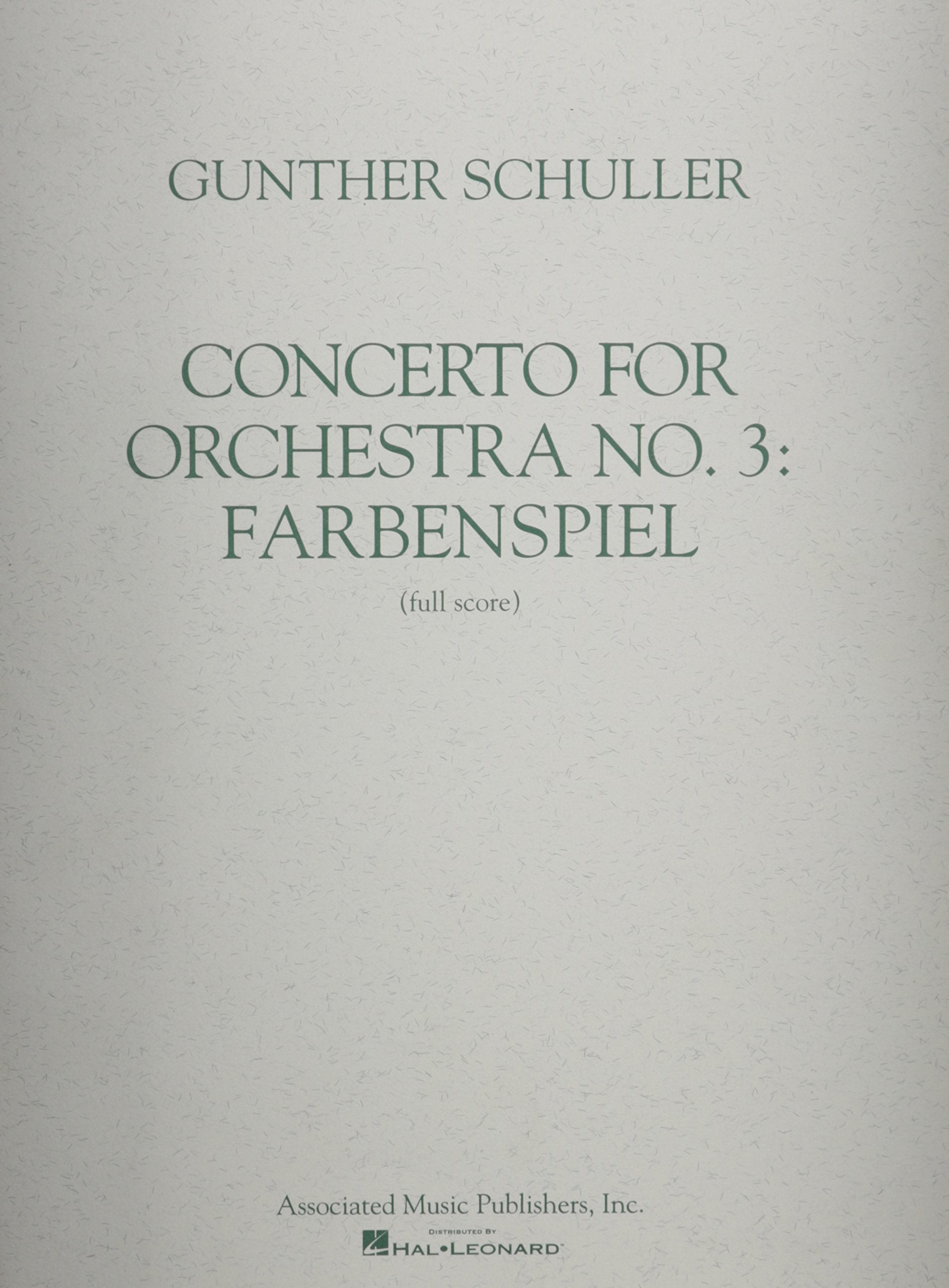 Concerto No. 3 for Orchestra: Farbenspiel: Full Score Social Sciences