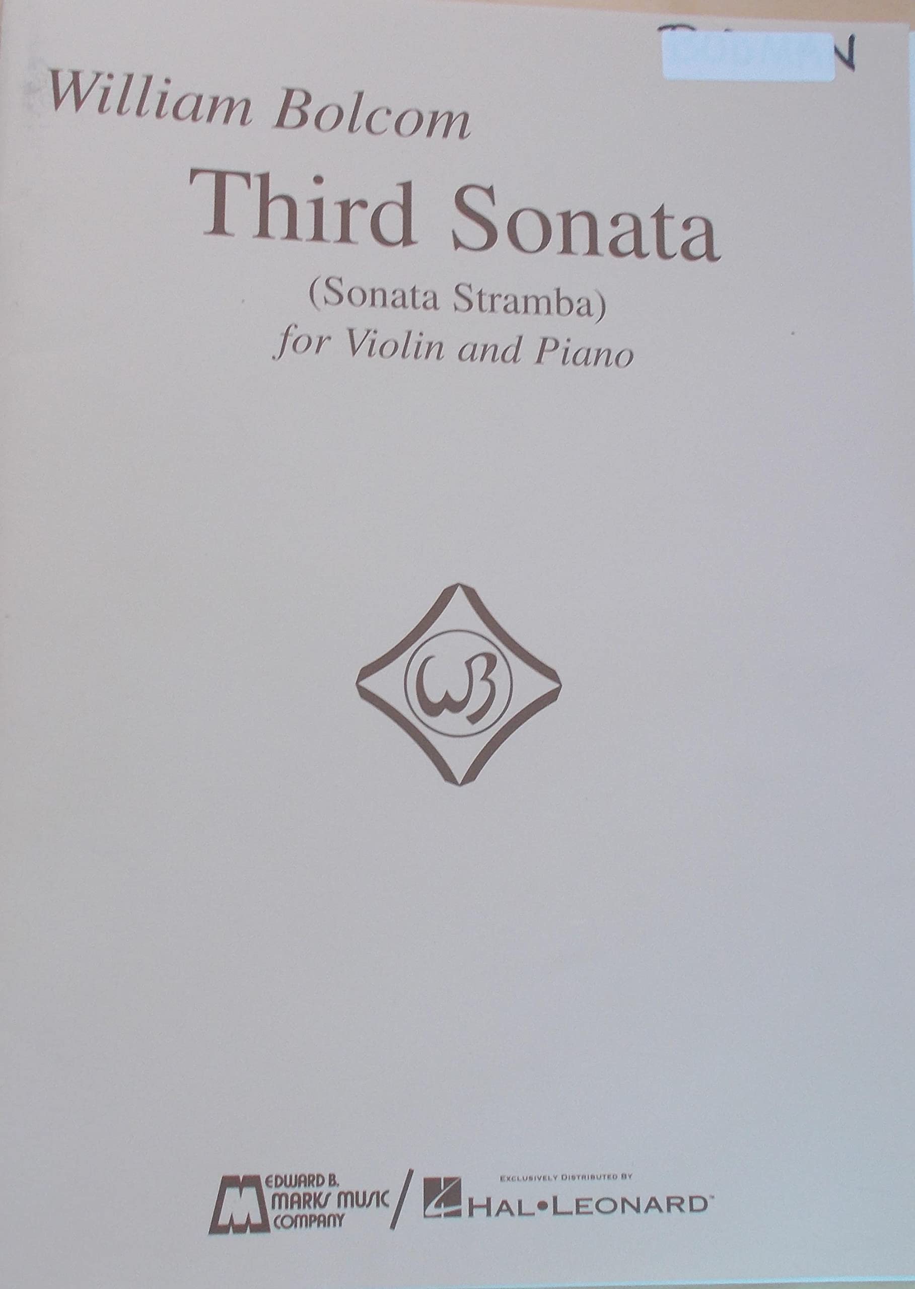 Third Sonata (Sonata Stramba) for Violin and Piano: Violin and Piano Social Sciences