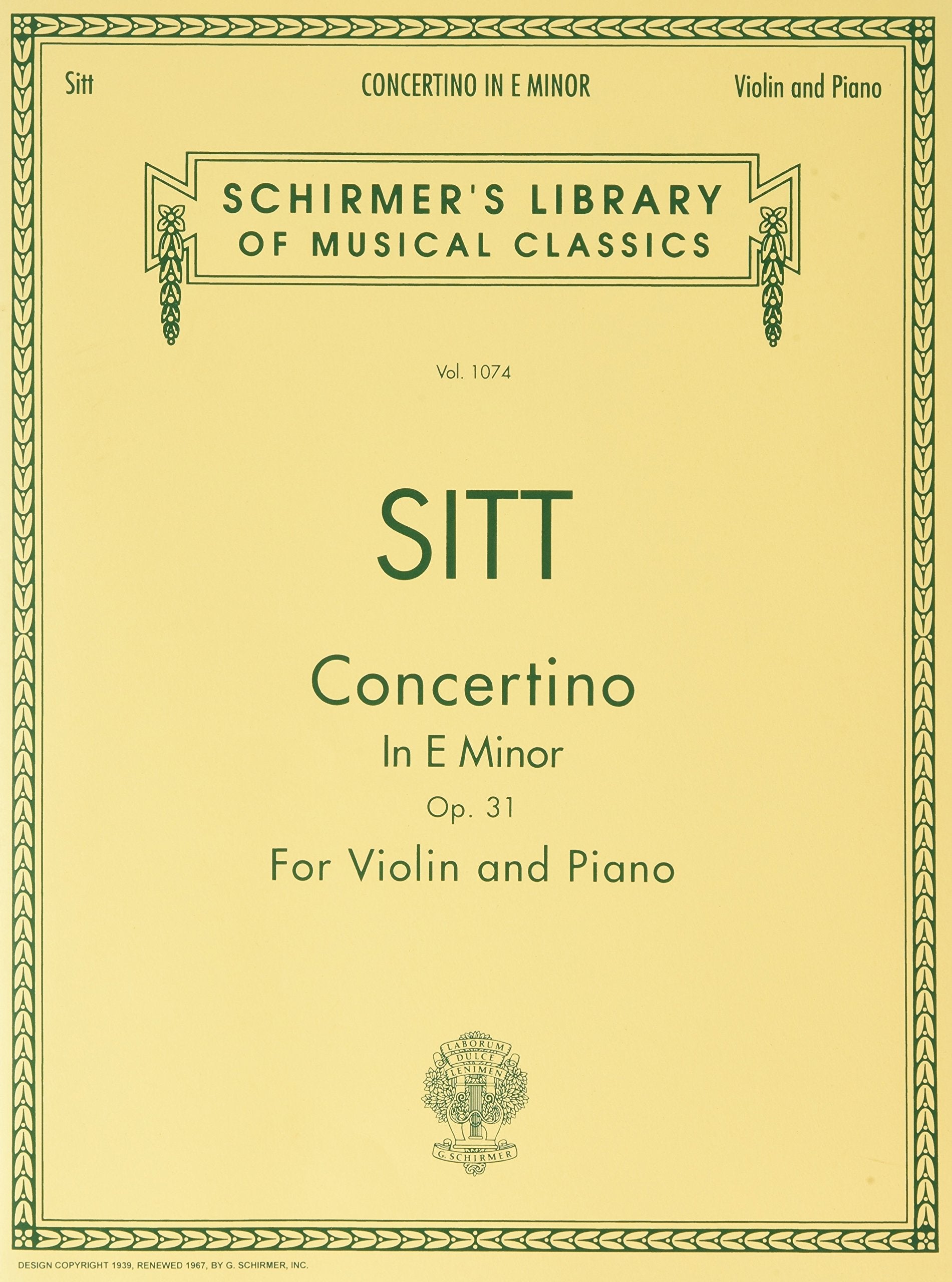 Concertino in E Minor, Op. 31: Violin and Piano Sheet Music