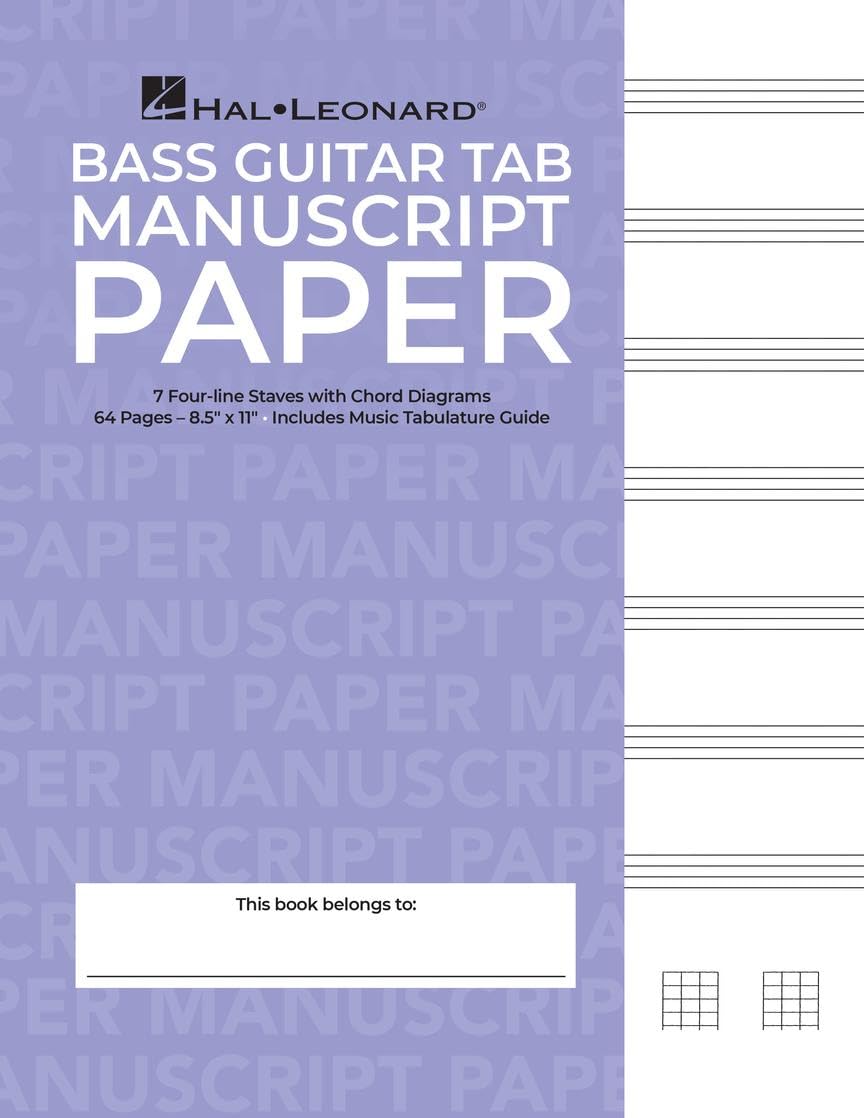 Bass Guitar Tablature Manuscript Paper.: Purple Cover Social Sciences