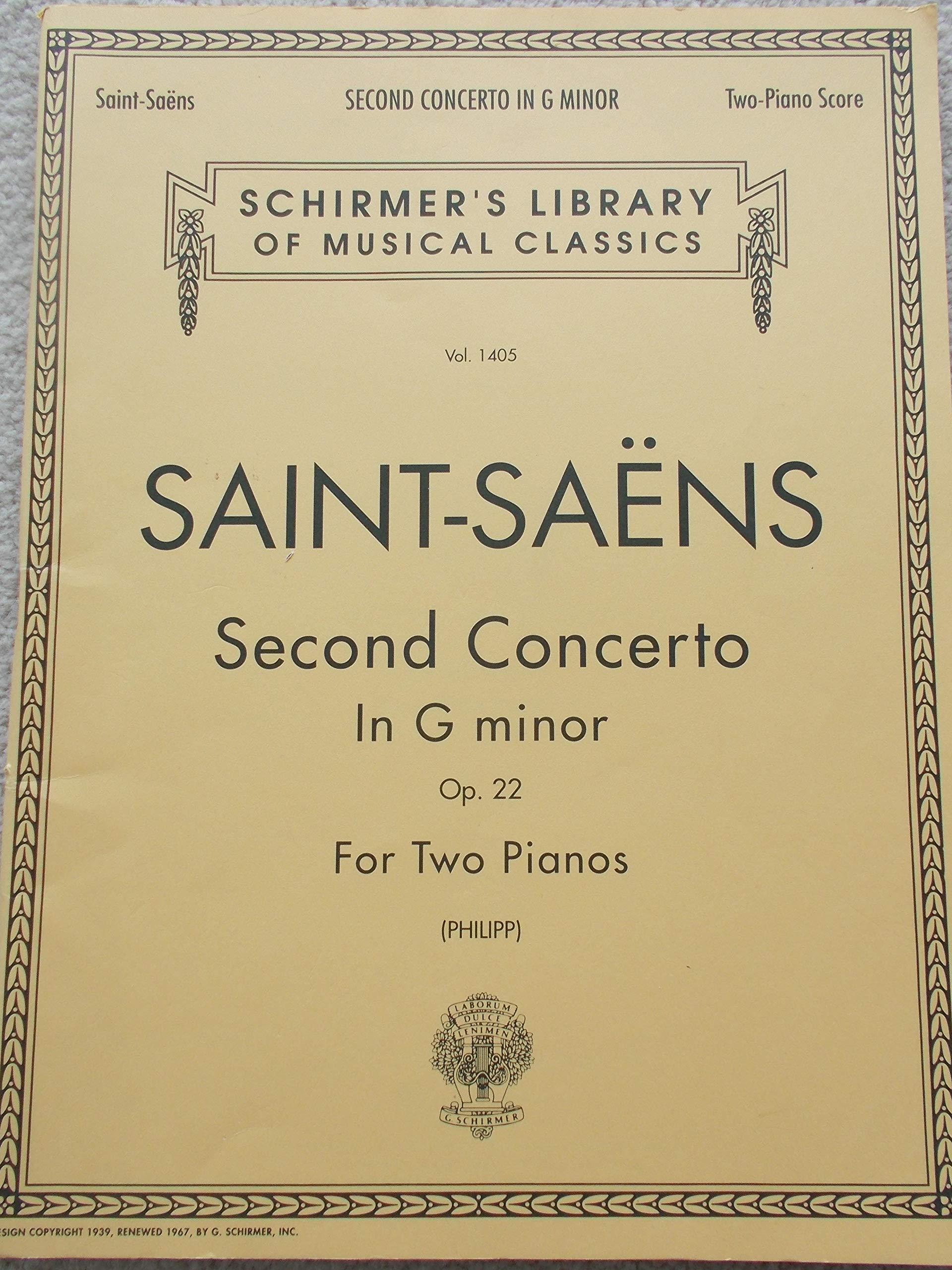 Concerto No. 2 in G Minor, Op. 22: Two Pianos, Four Hands: Schirmer Library of Classics Volume 1405 Nfmc 2024-2028 Selection 2 Pianos, 4 Hands Sheet Music