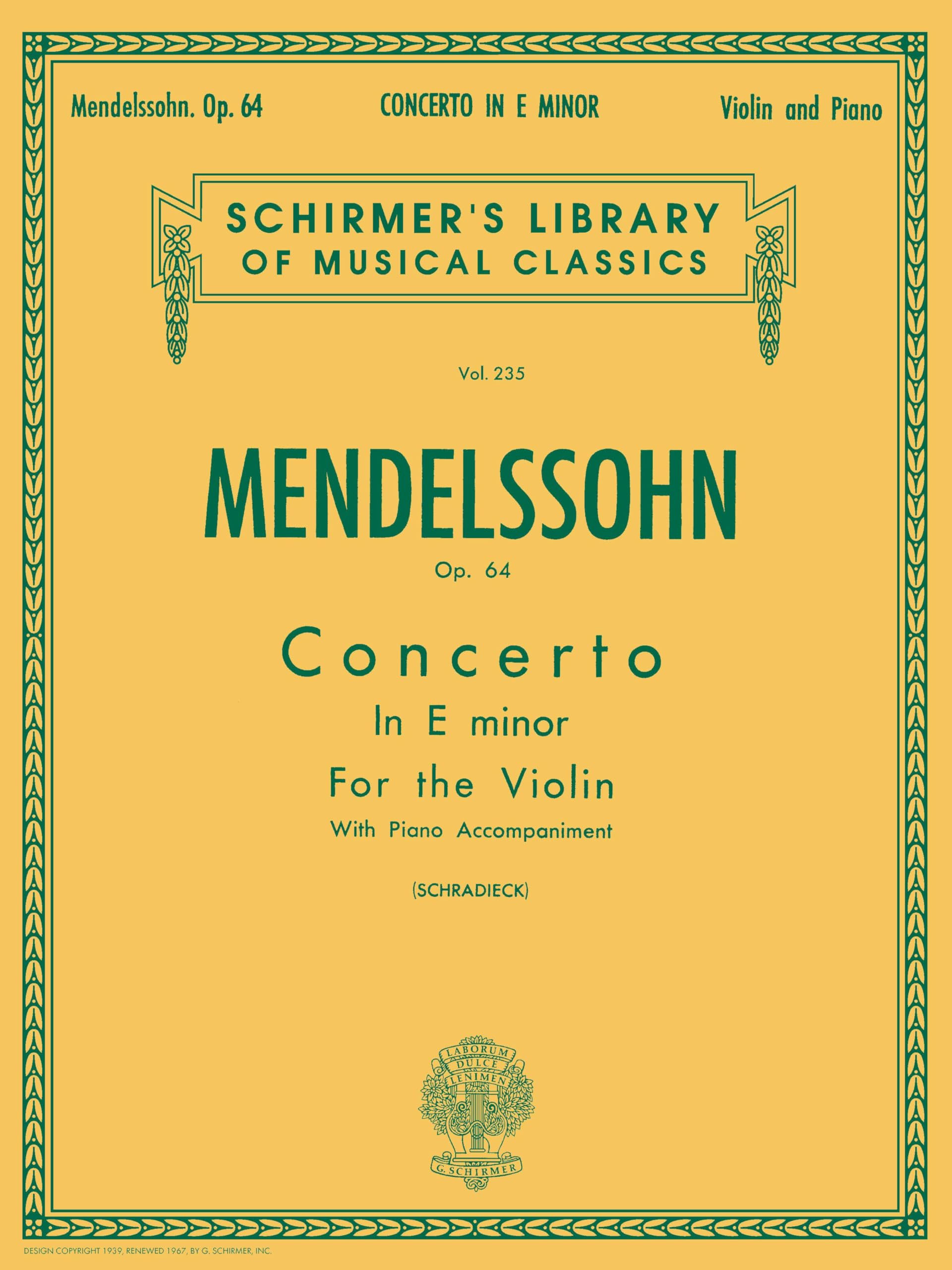 Felix mendelssohn: concerto in e minor op.64 (violin/piano) book