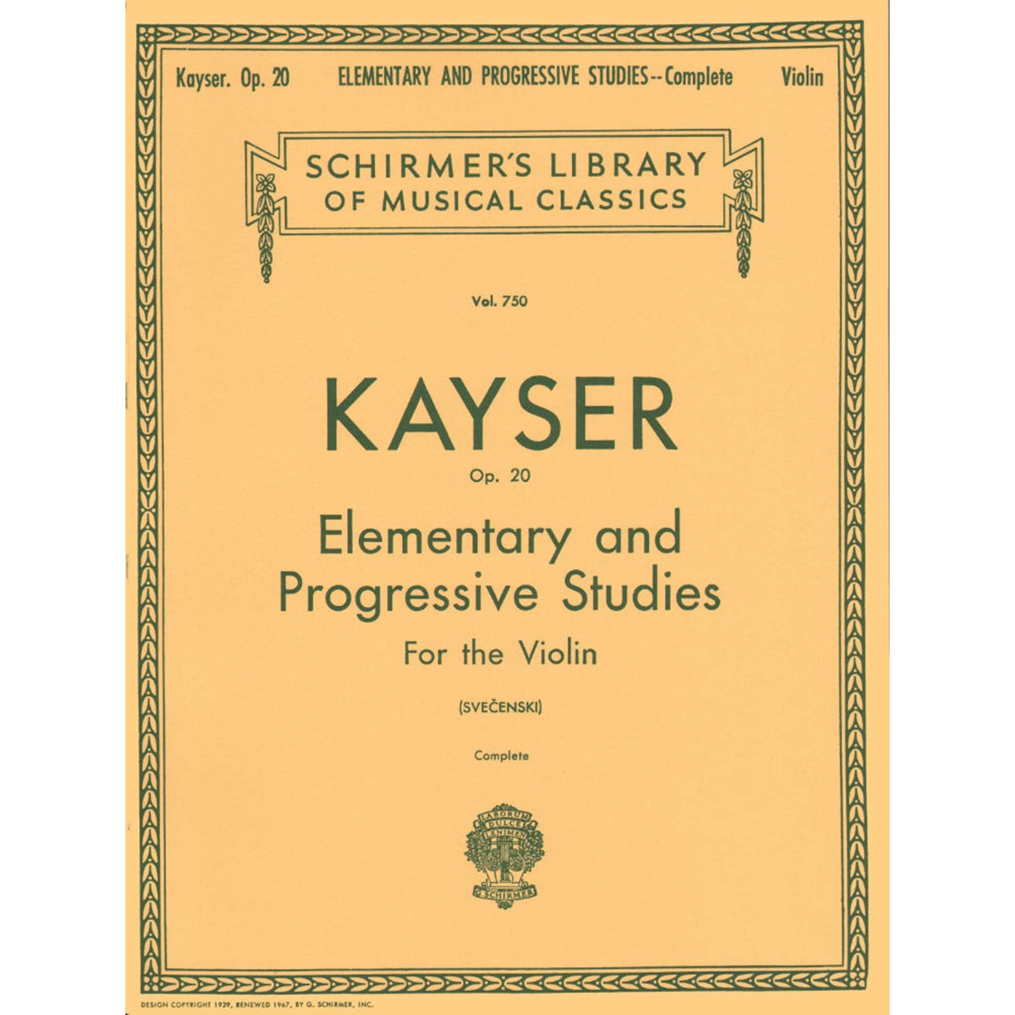 Kayser, Heinrich Ernst 36 Grund- und Progressive Studien op. 20 komplette Violine Louis Sveenski Sheet Music