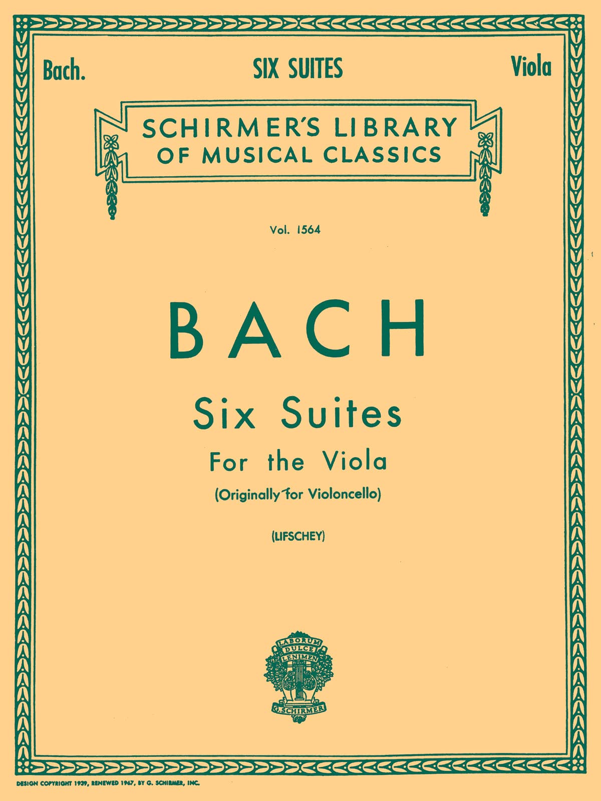 6 Suites: Viola Solo: Schirmer Library of Classics Volume 1564 Viola Solo Sheet Music