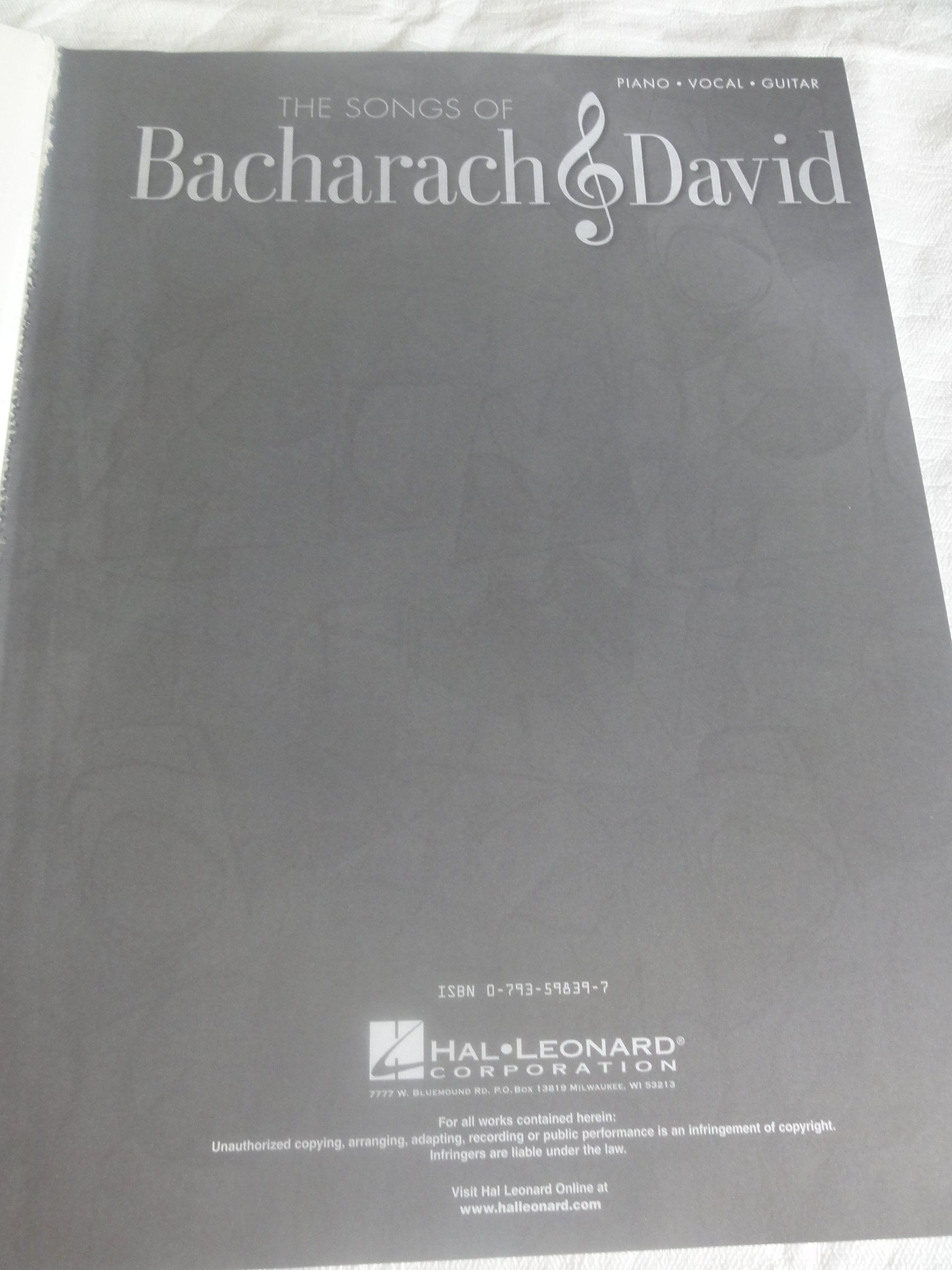 The Songs of Bacharach and David (PIANO, VOIX, GU) Pop culture