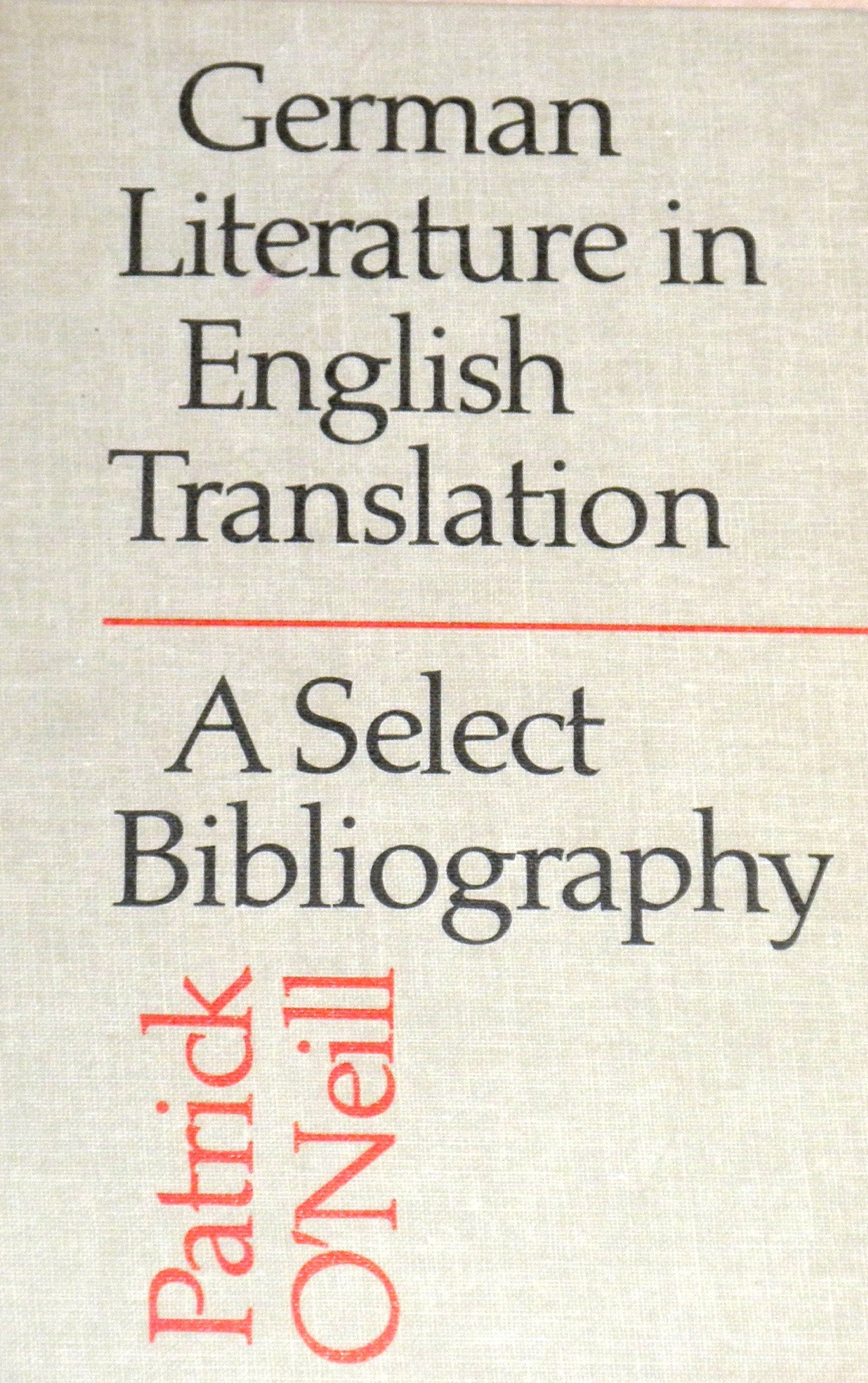 German Literature in English Translation: A Select Bibliography International