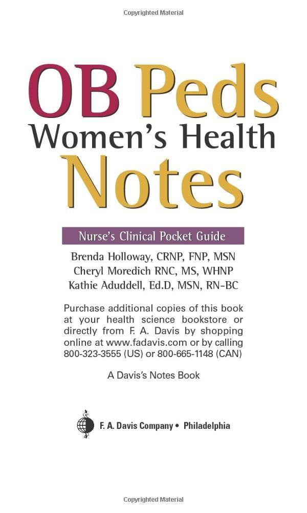 OB/Peds Women's Health Notes: Nurse's Clinical Pocket Guide Medicine