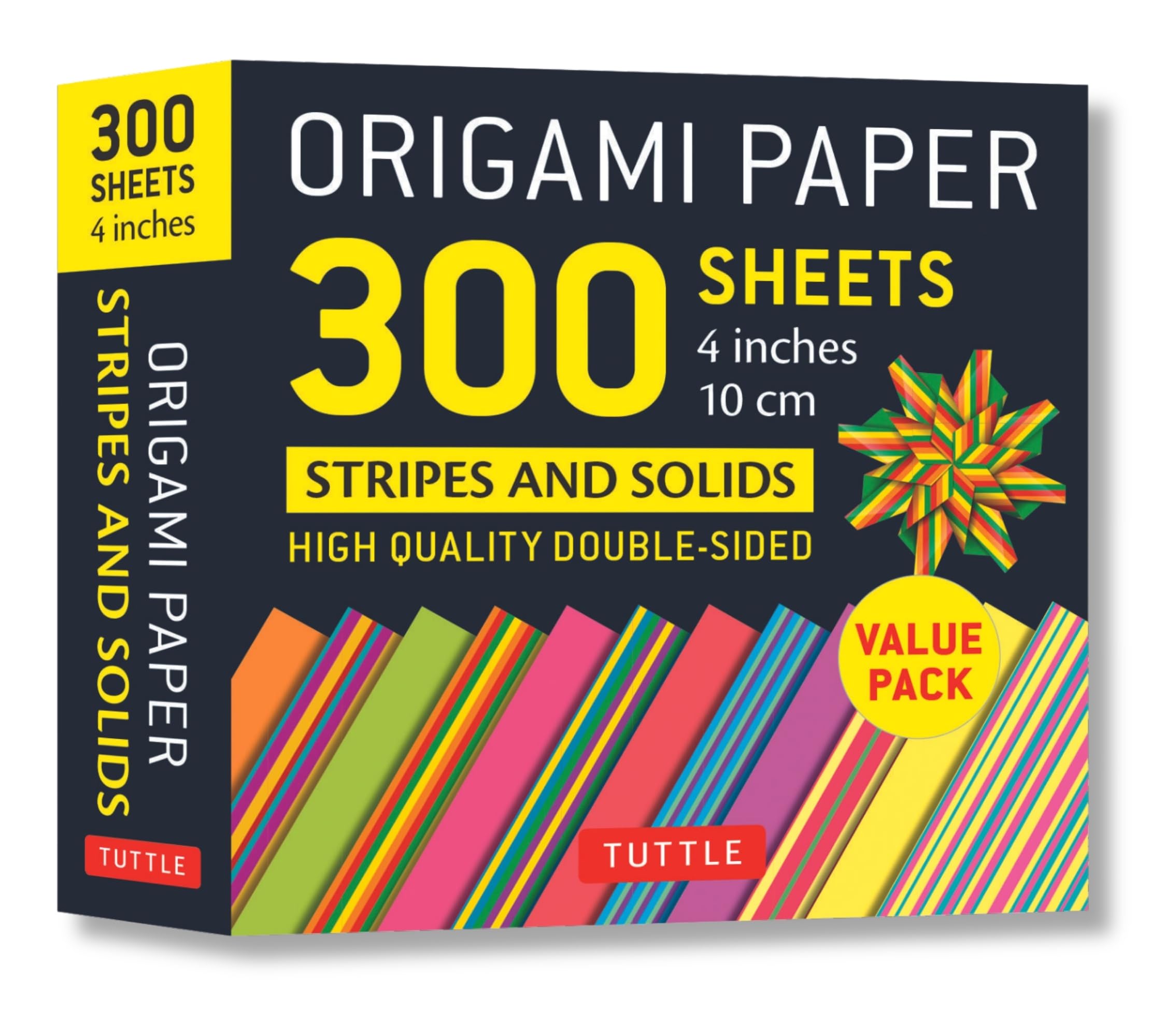Origami Paper 300 Sheets Stripes and Solids 4" (10 CM): Tuttle Origami Paper: High-Quality Double-Sided Origami Sheets Printed with 12 Different ... Sheets Printed With 12 Different Designs Film, Art & Culture
