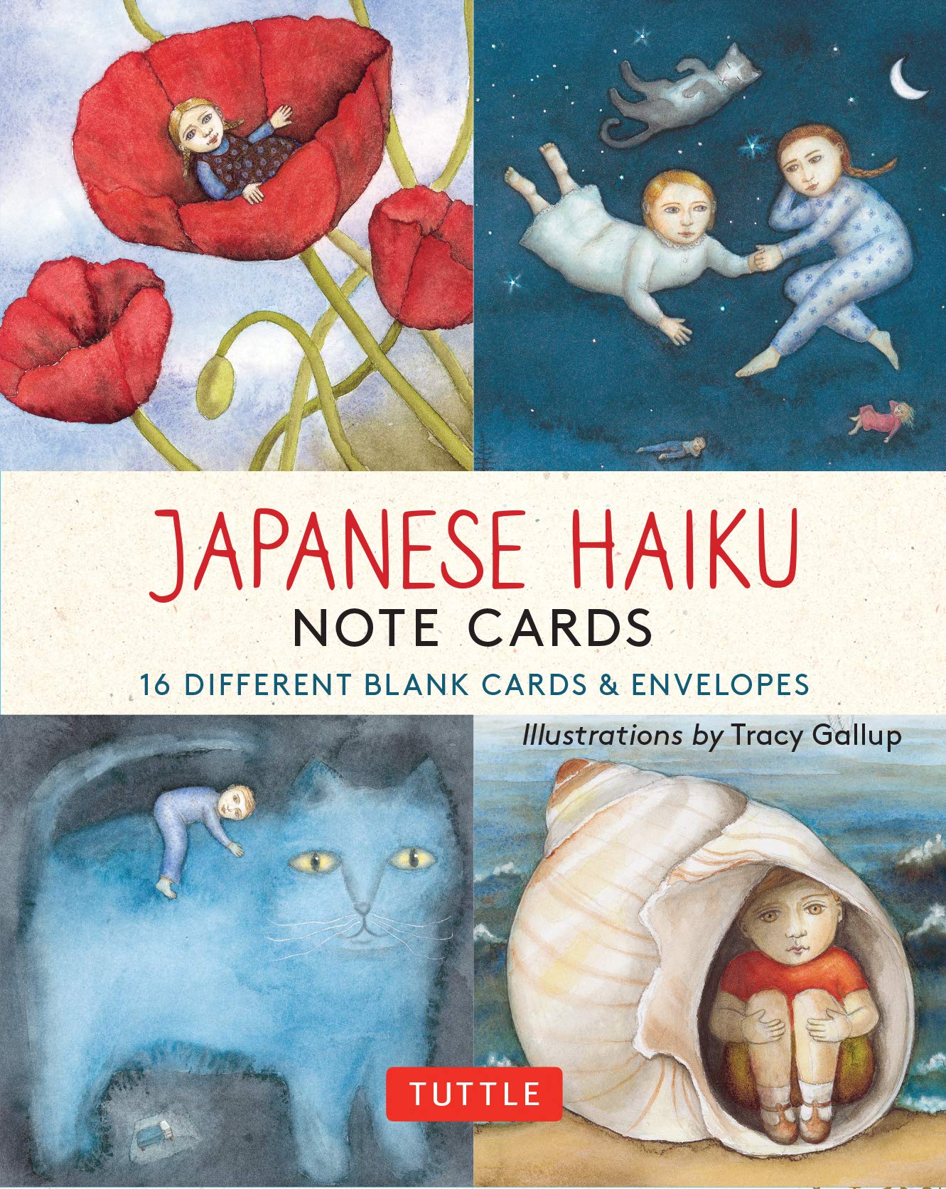 Japanese Haiku,16 Note Cards: 16 Different Blank Cards With 17 Star Patterned Envelopes in a Keepsake Box! Poetry