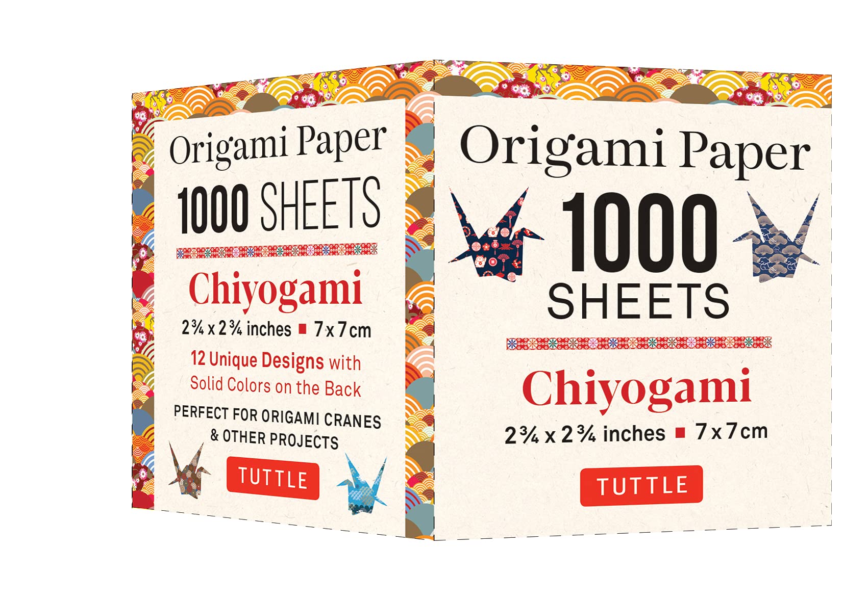 Origami Paper Chiyogami 1,000 Sheets 2 3/4 in 7 Cm: Tuttle Origami Paper: Double-sided Origami Sheets Printed With 12 Designs - Instructions for Origami Crane Included Film, Art & Culture