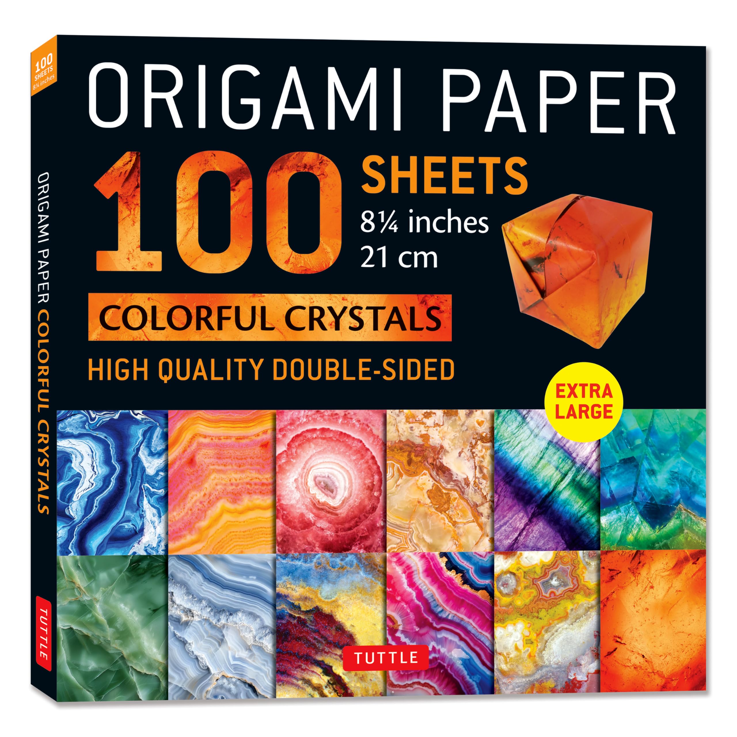 Origami Paper 100 Sheets Colorful Crystals 8 1/4": Extra Large Double-sided Origami Sheets Printed With 12 Different Patterns + Instructions for 5 Projects Included Film, Art & Culture