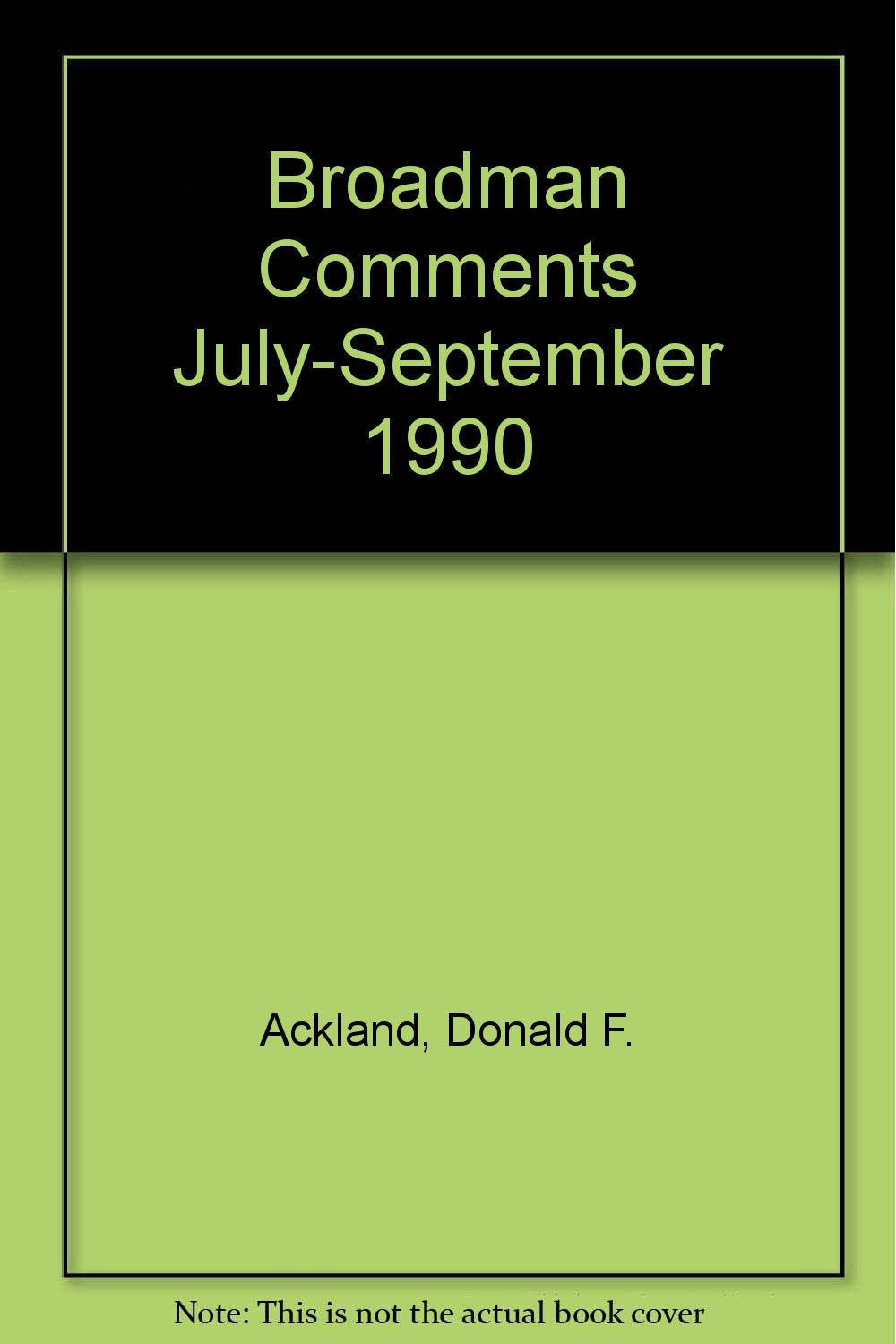Broadman Comments July-September 1990 Books