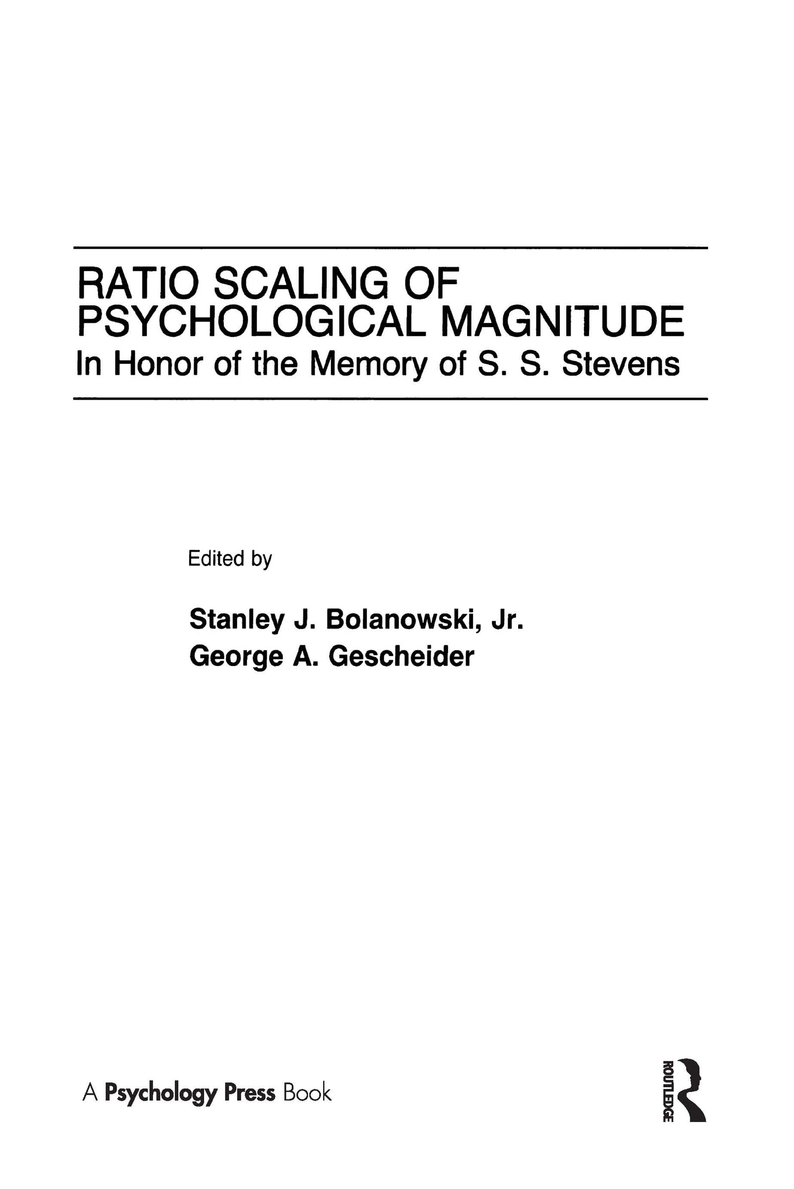 Ratio Scaling of Psychological Magnitude book