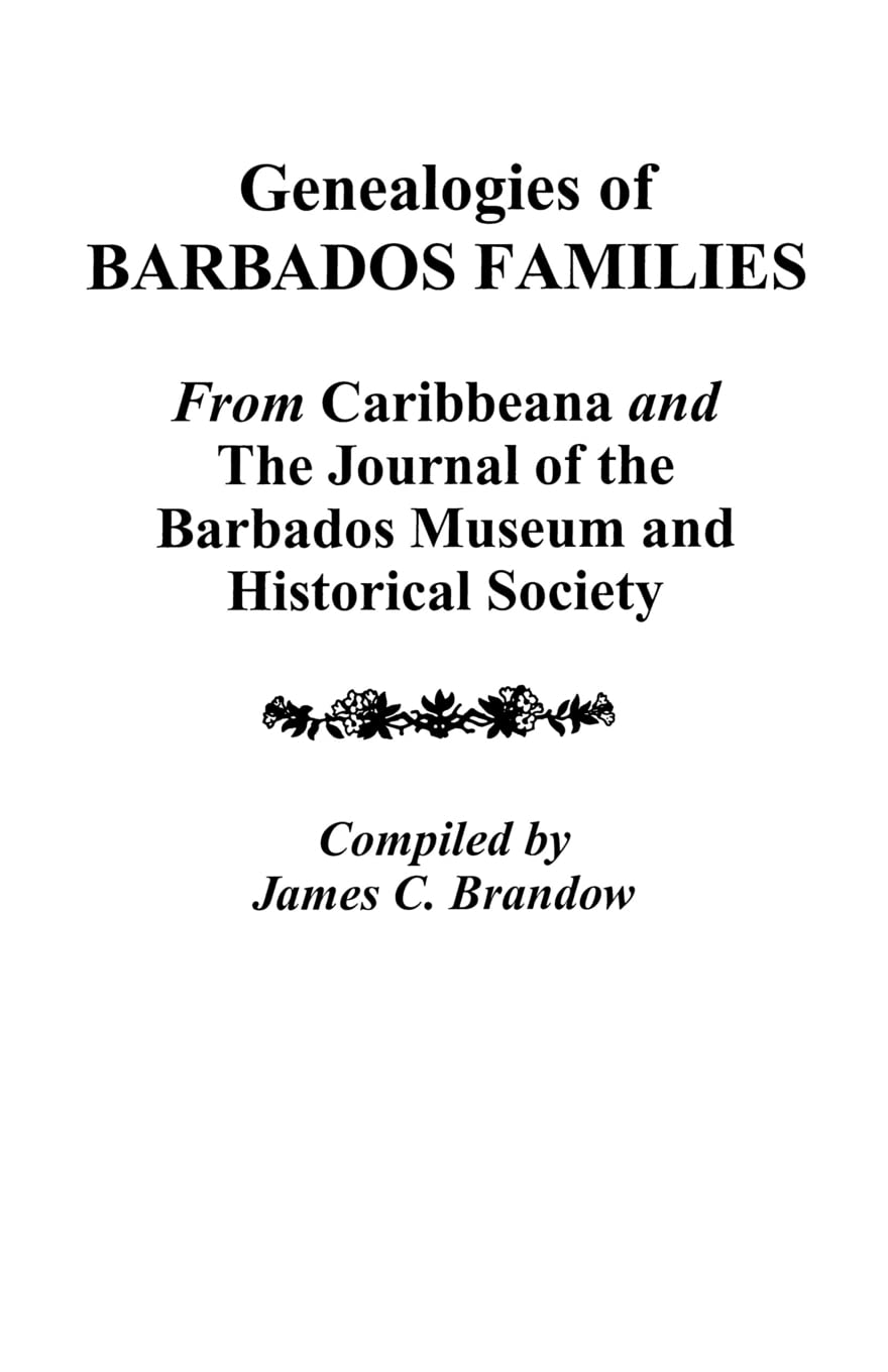 Genealogies of Barbados Families Memories