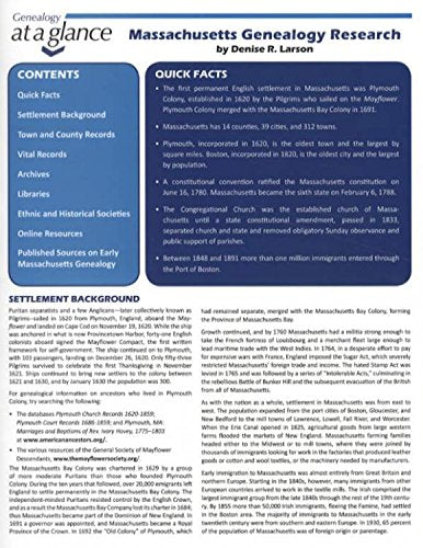 Genealogy at a Glance: Massachusetts Genealogy Research Reference Books