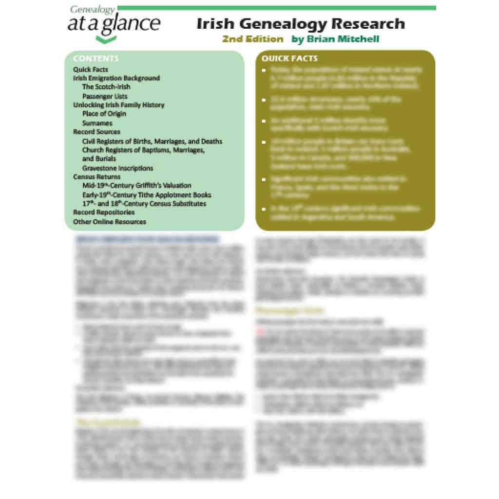 Genealogy at a Glance: Irish Genealogy Research. 2nd Edition Reference Books